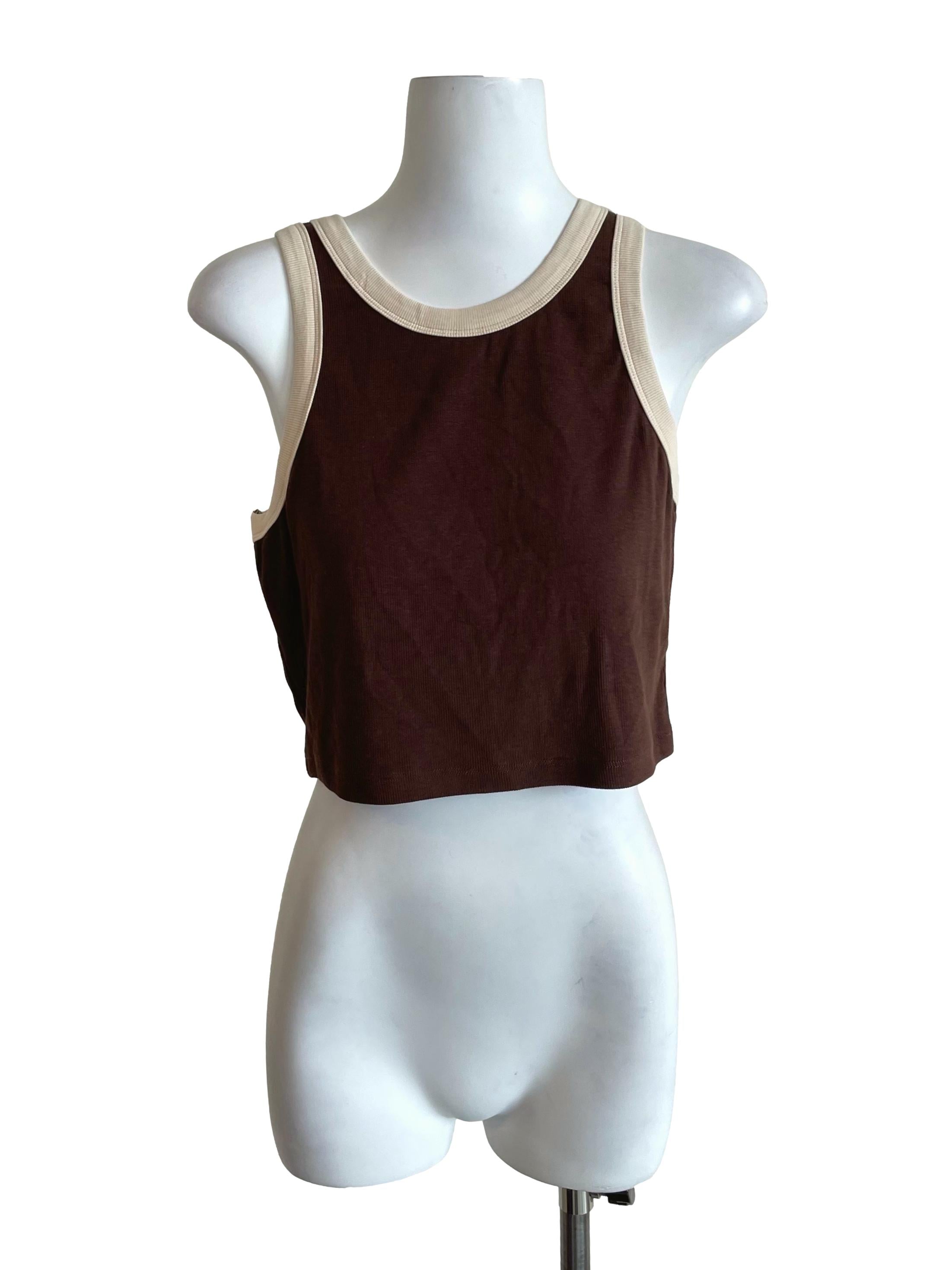 Chocolate Contrast Trace Crop Tank Top