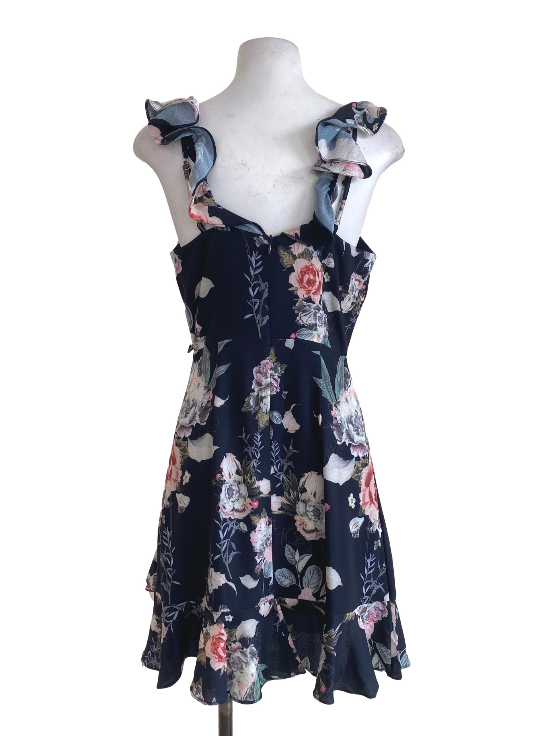 Dark Space Blue Floral Dress
