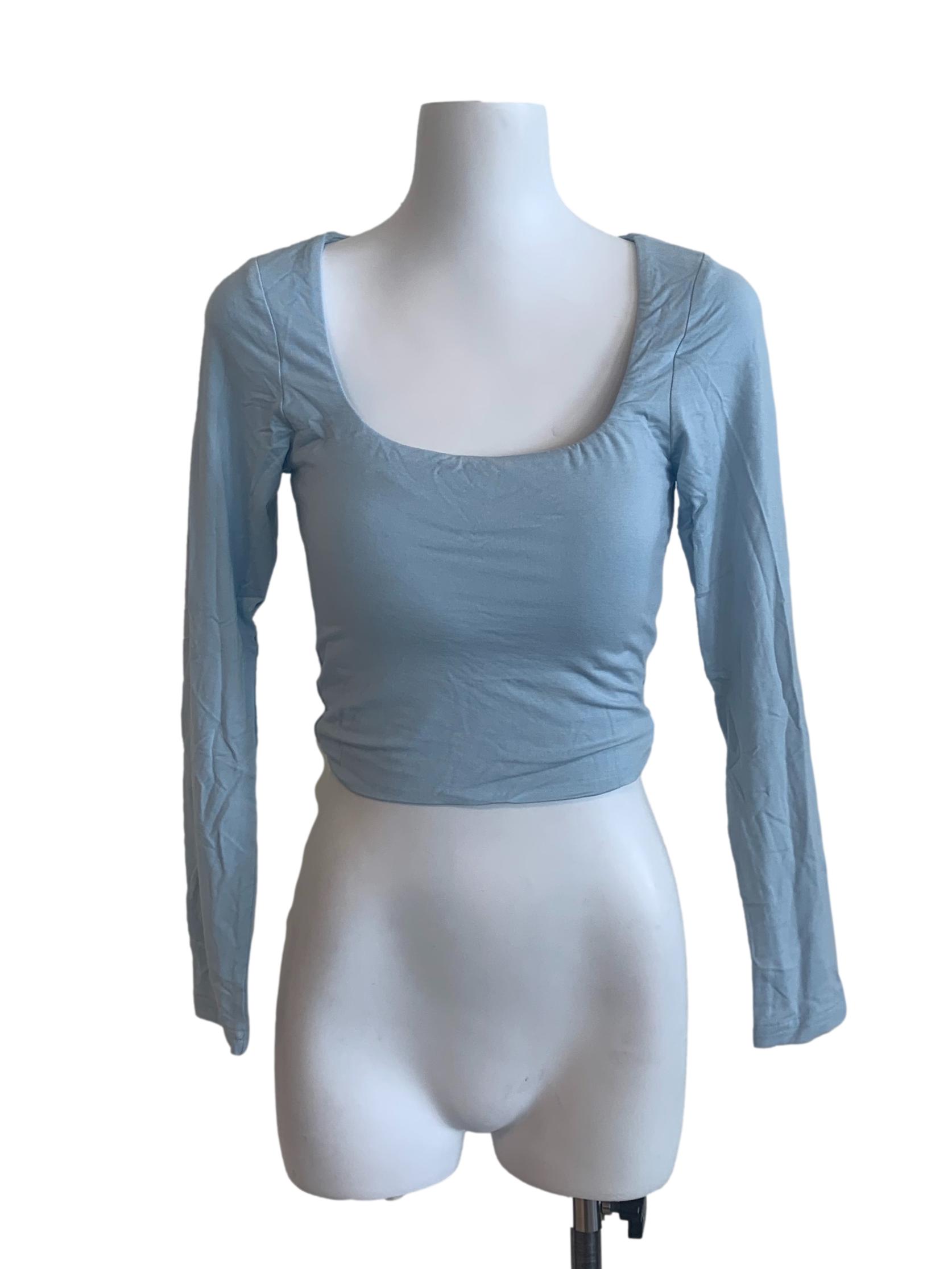 Light Blue Square Neck Top
