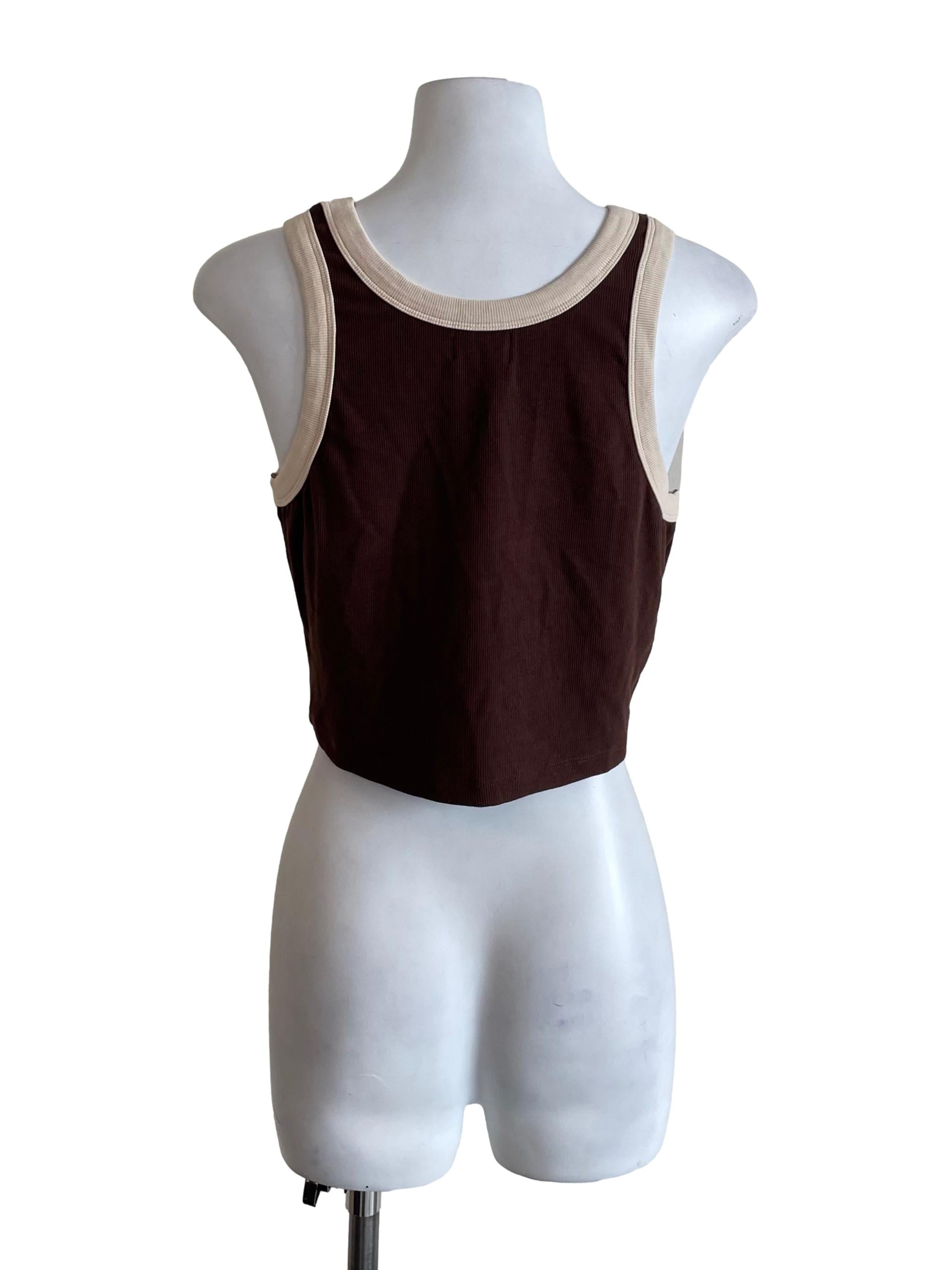 Chocolate Contrast Trace Crop Tank Top