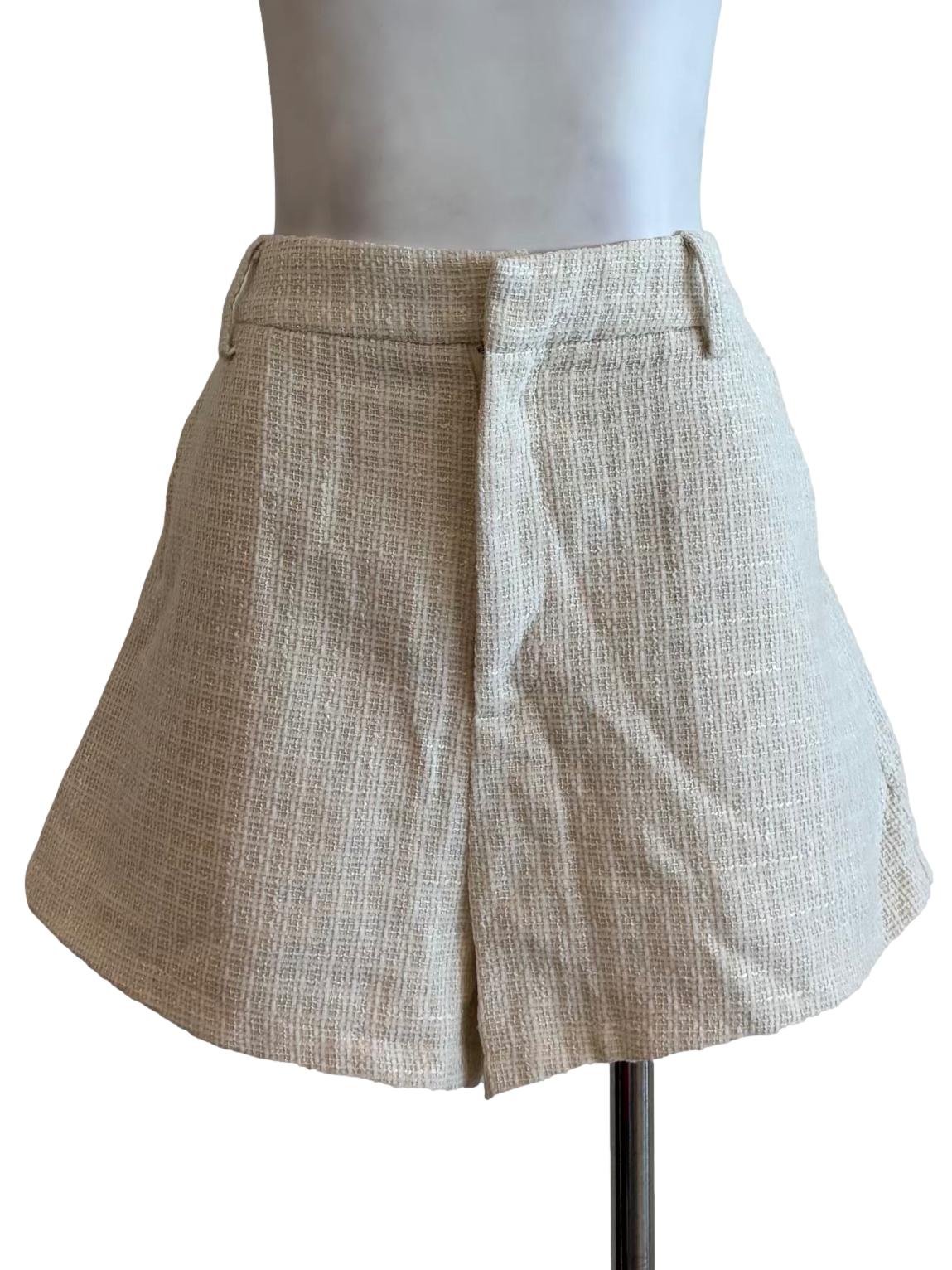 Ivory White Tweed Shorts