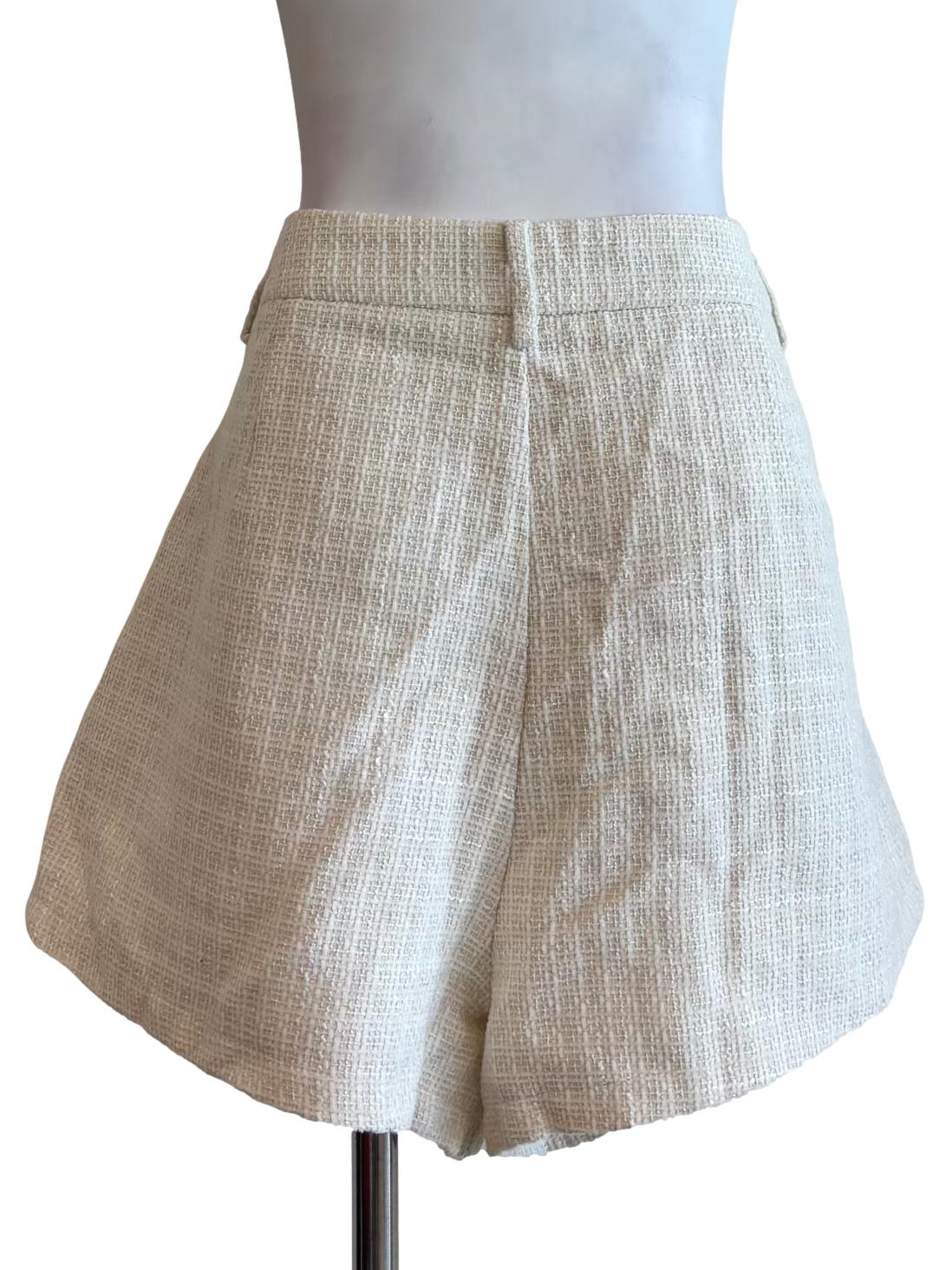Ivory White Tweed Shorts