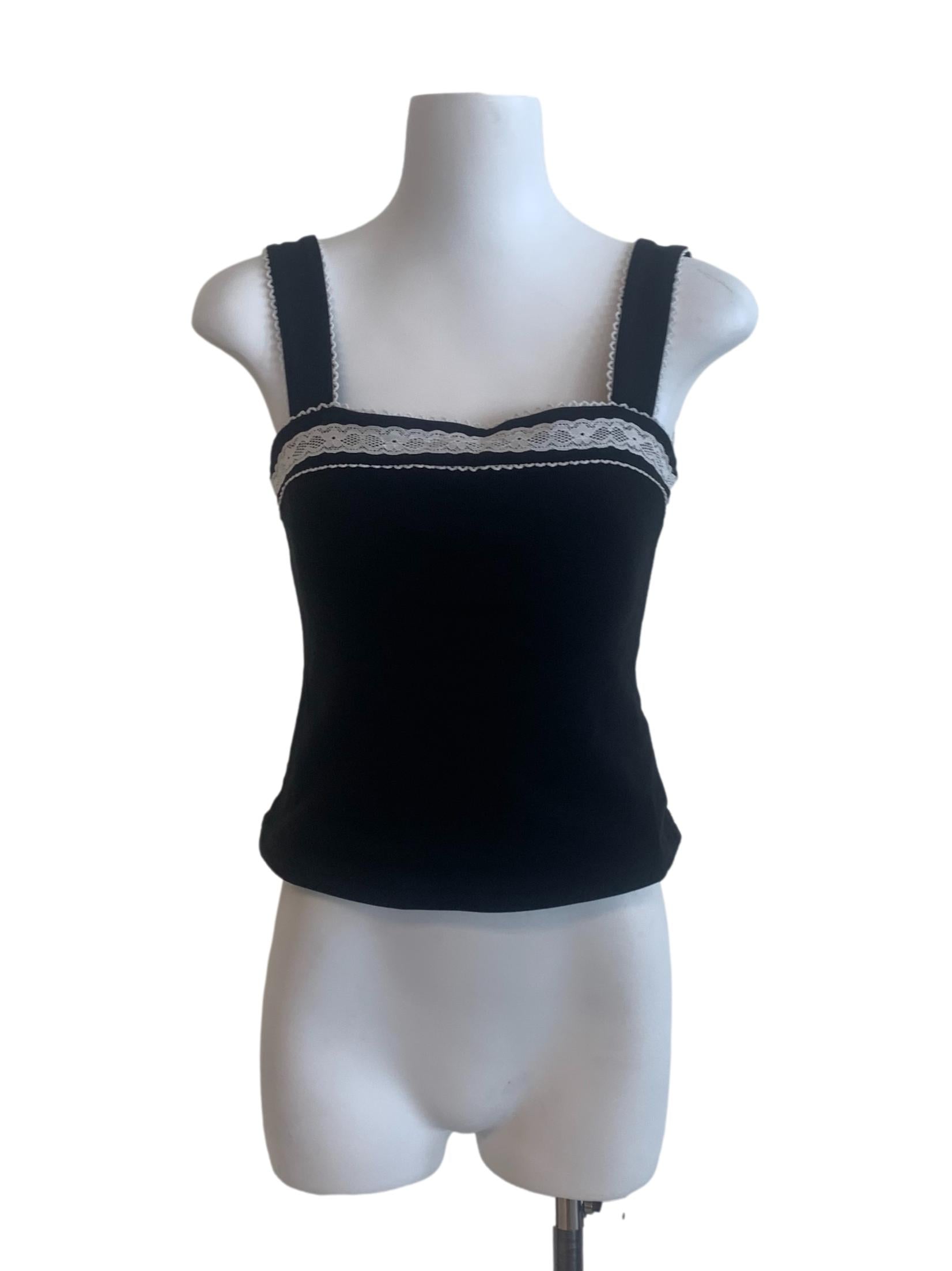 Black Square Neck Pattern Top