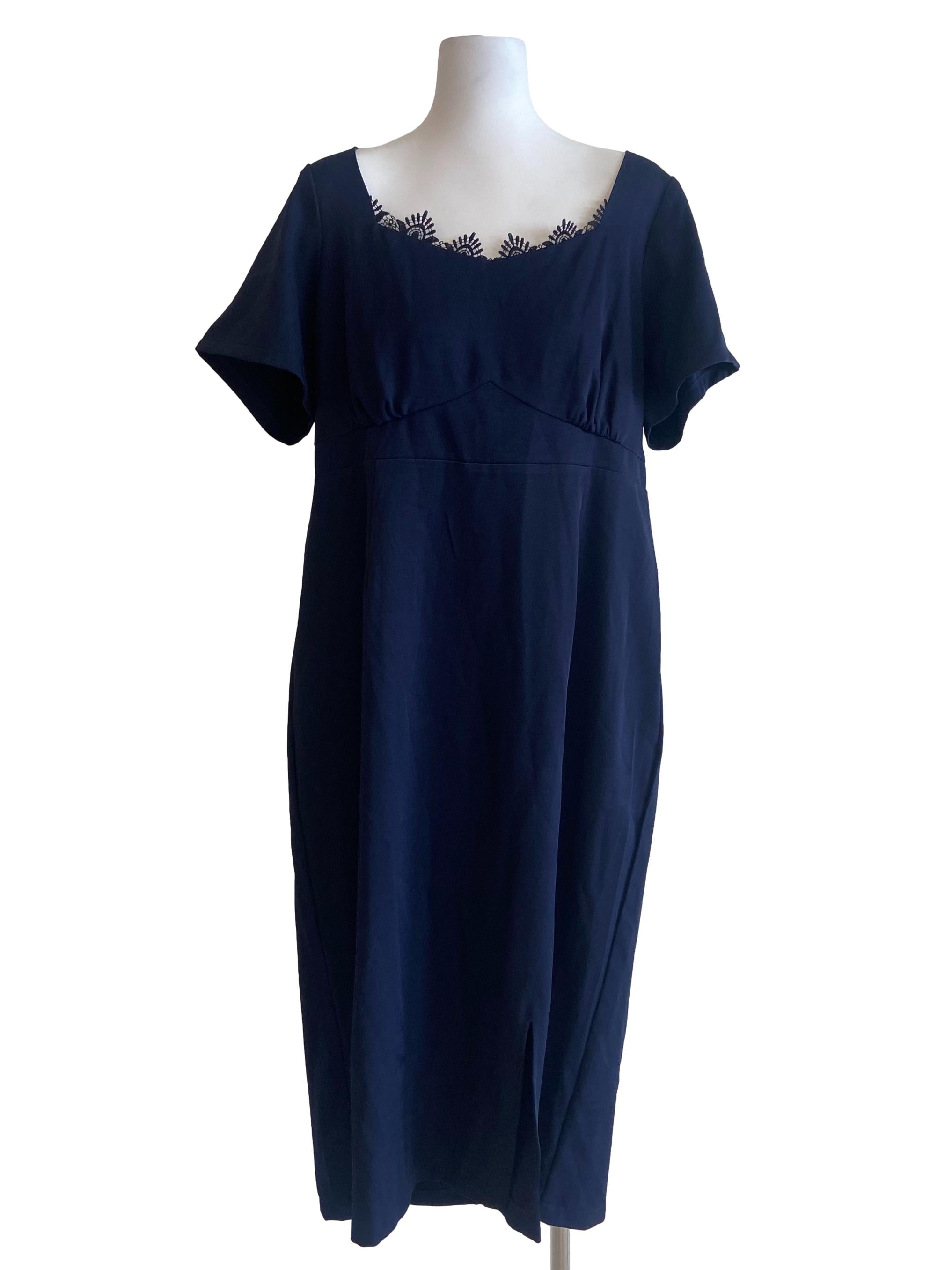 Navy Blue Square Neck Shift Dress