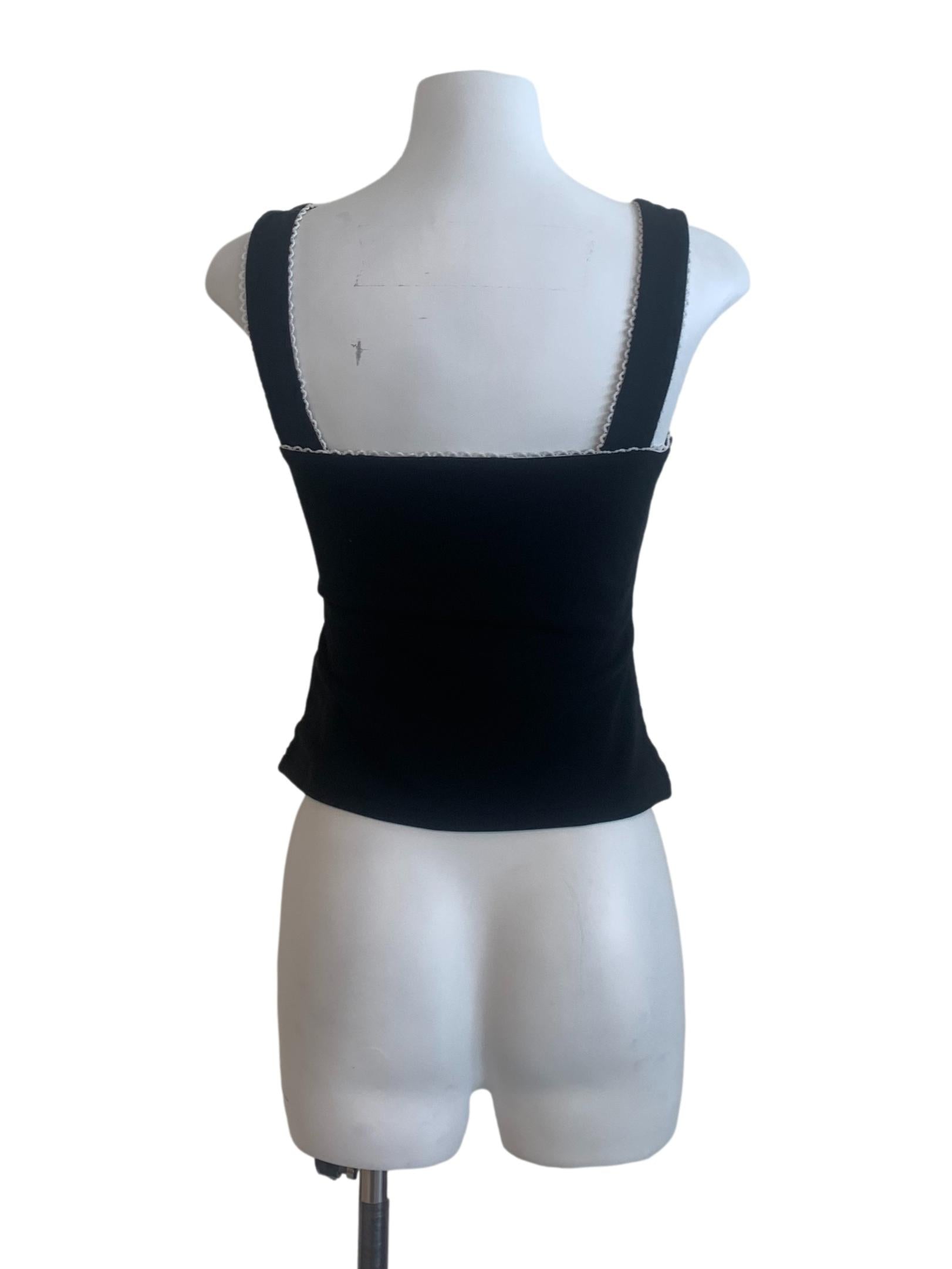 Black Square Neck Pattern Top