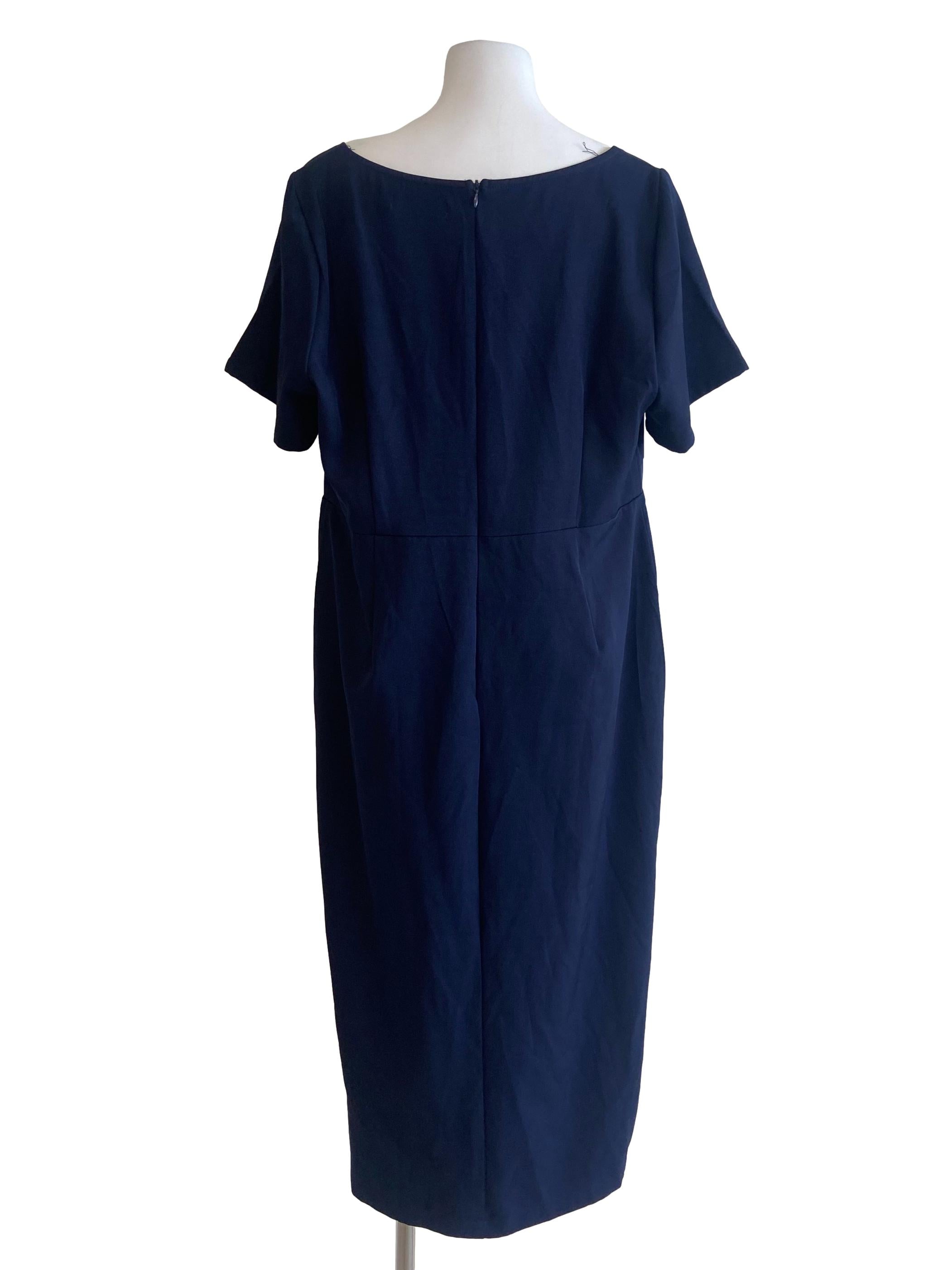 Navy Blue Square Neck Shift Dress