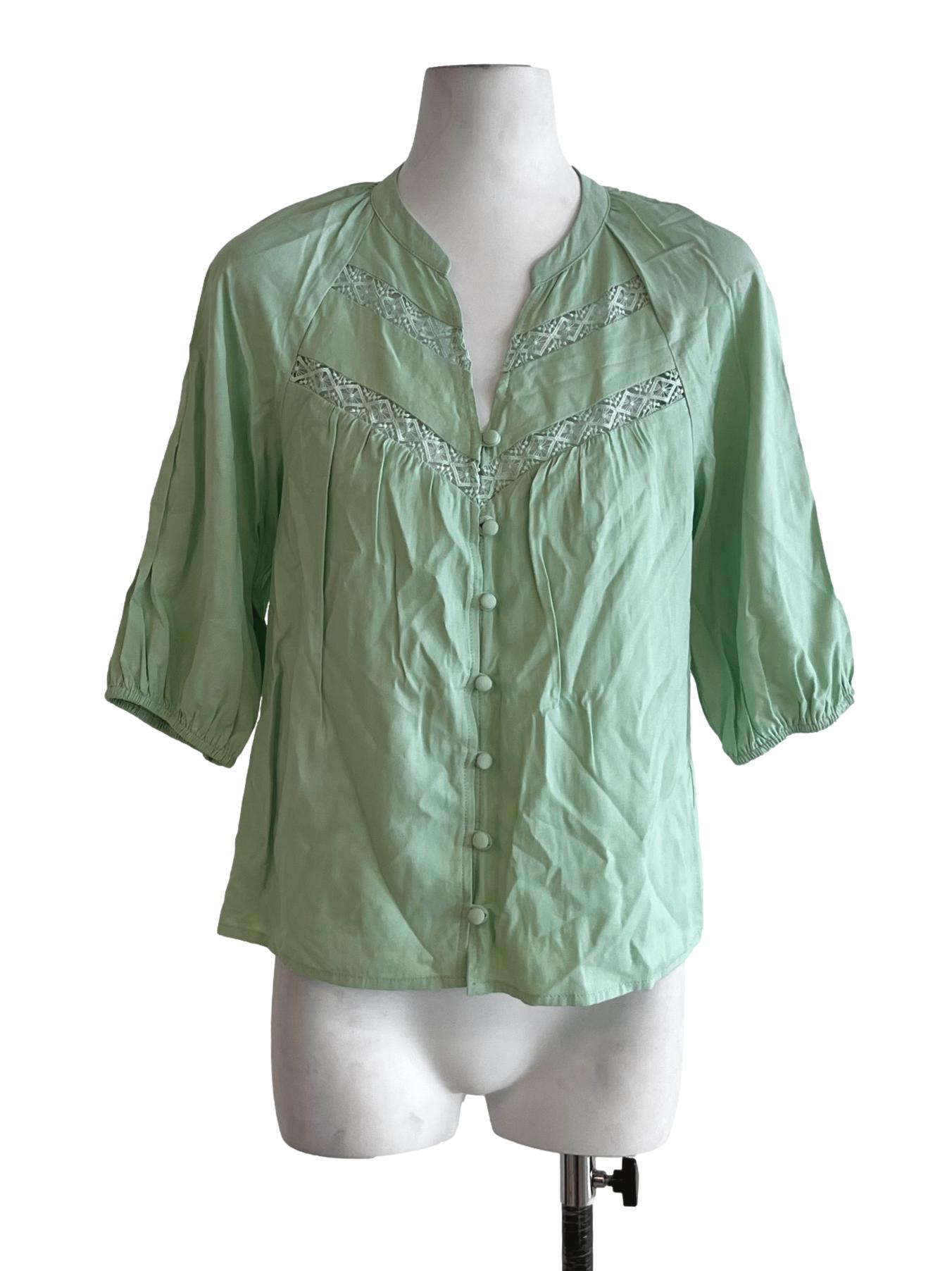 Mint Green V-Neckline Blouse