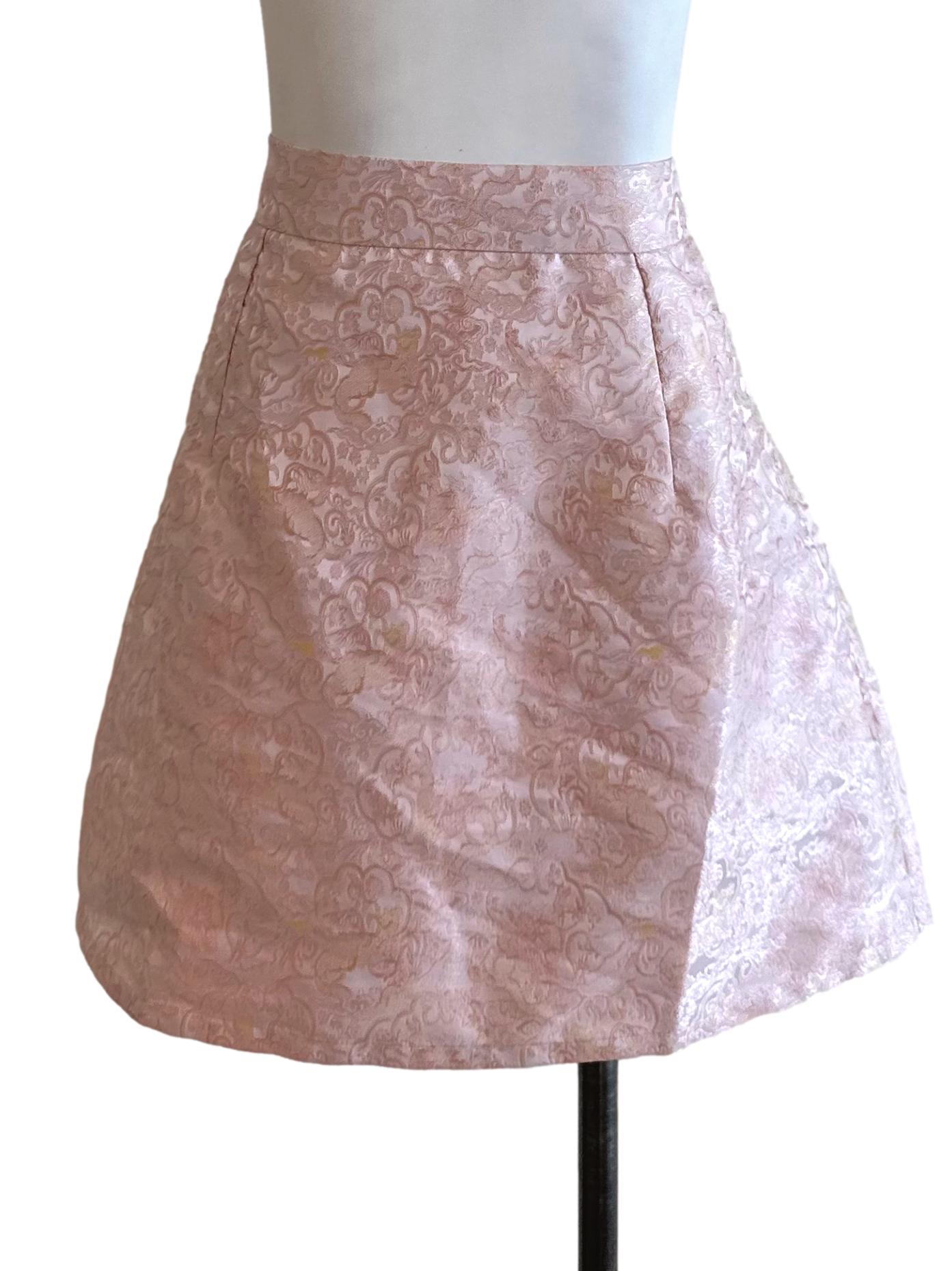 Light Pink Pattern Textured Mini Skirt