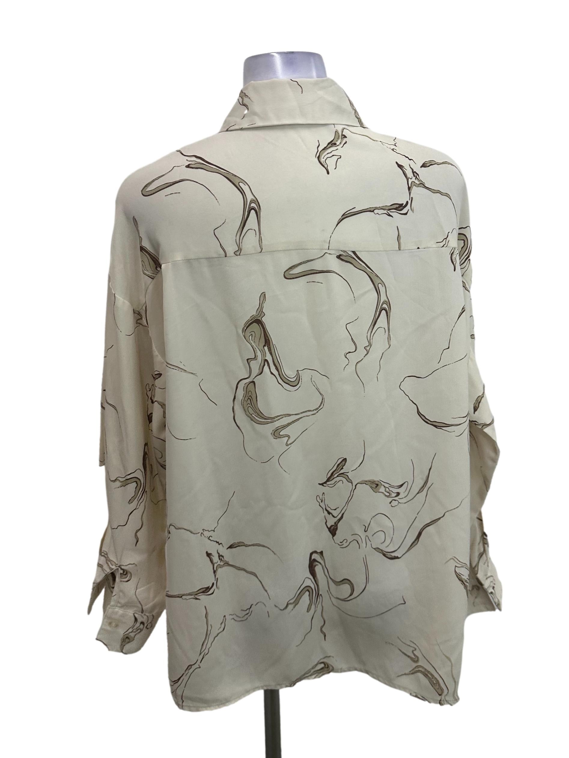 Cream Abstract Blouse