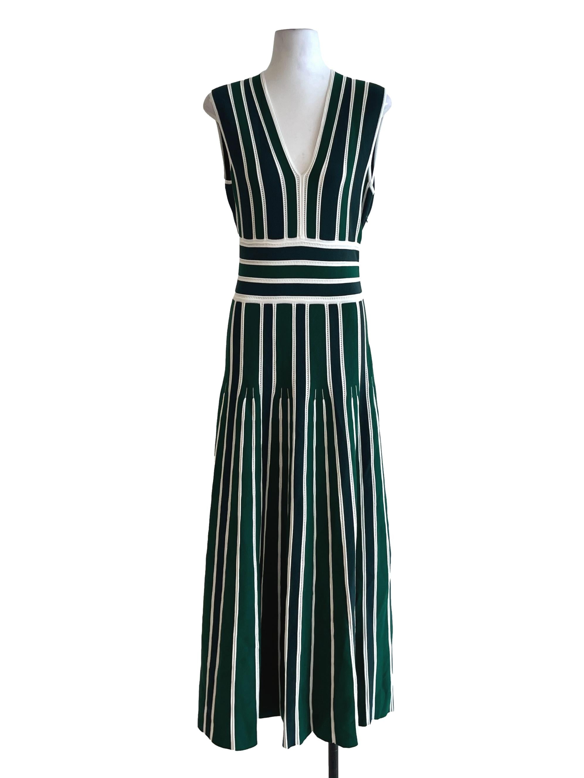 Green Awning Stripe A-Line Dress