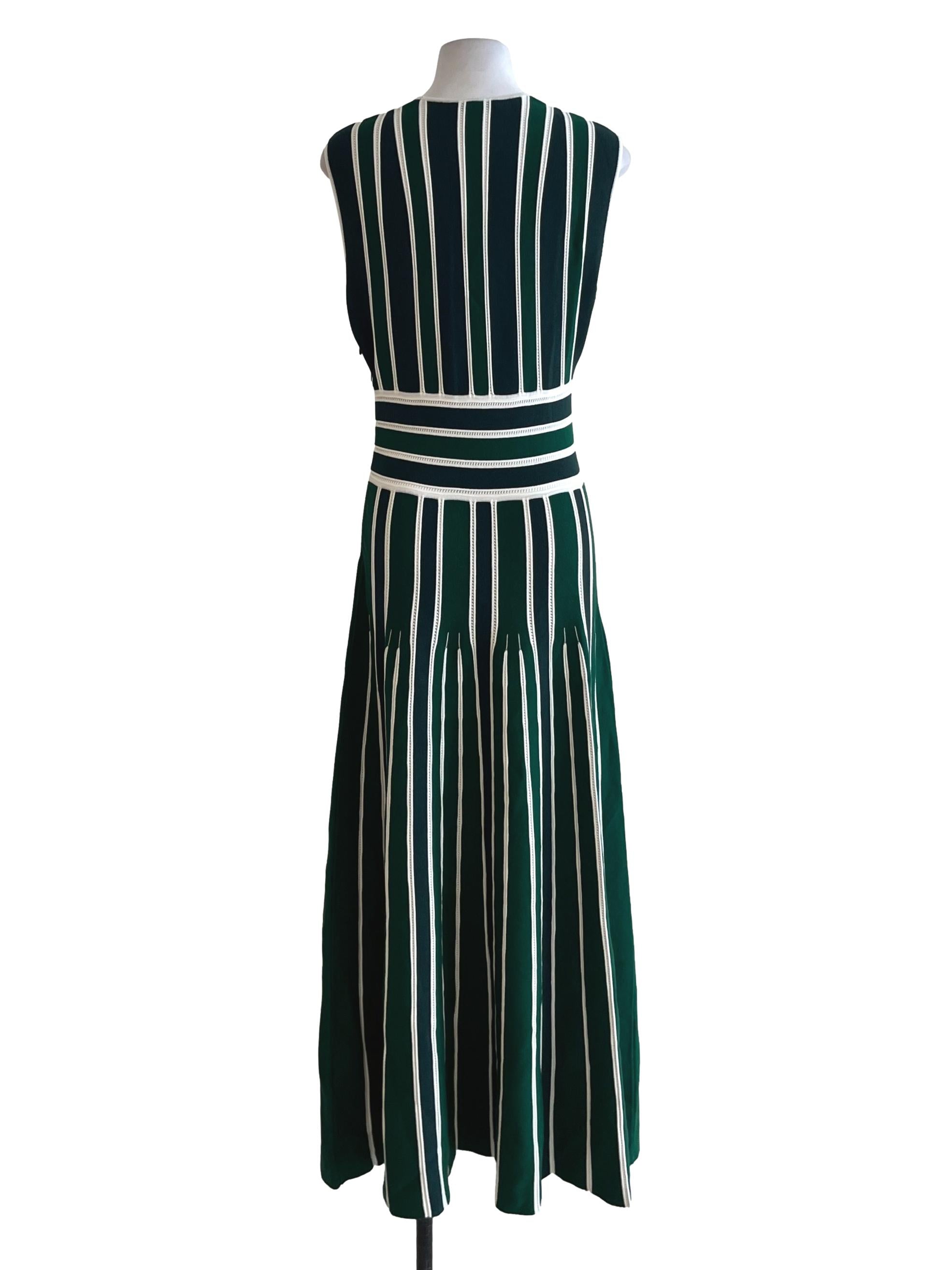Green Awning Stripe A-Line Dress