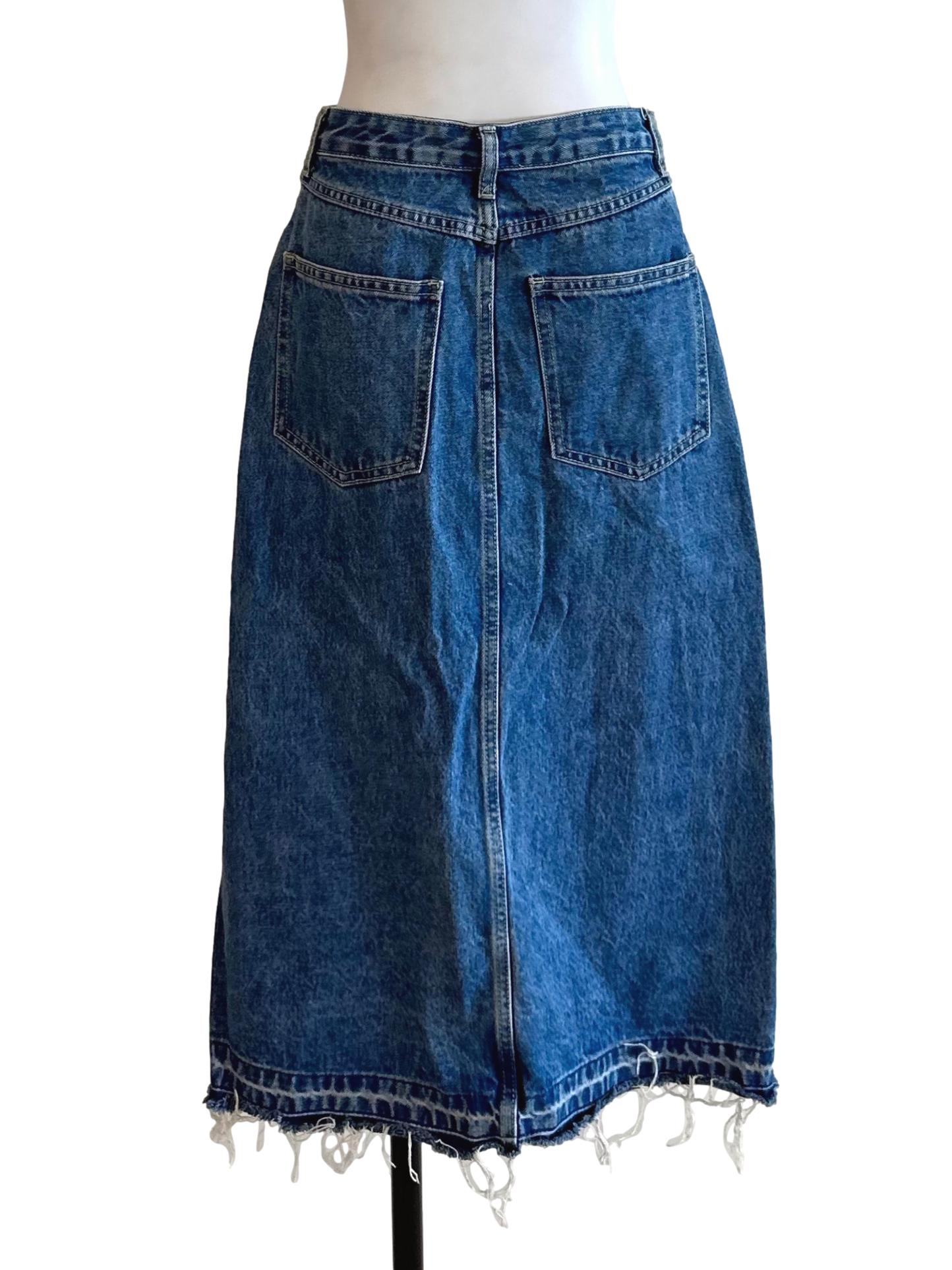 Indigo Blue Denim Slit Skirt LB