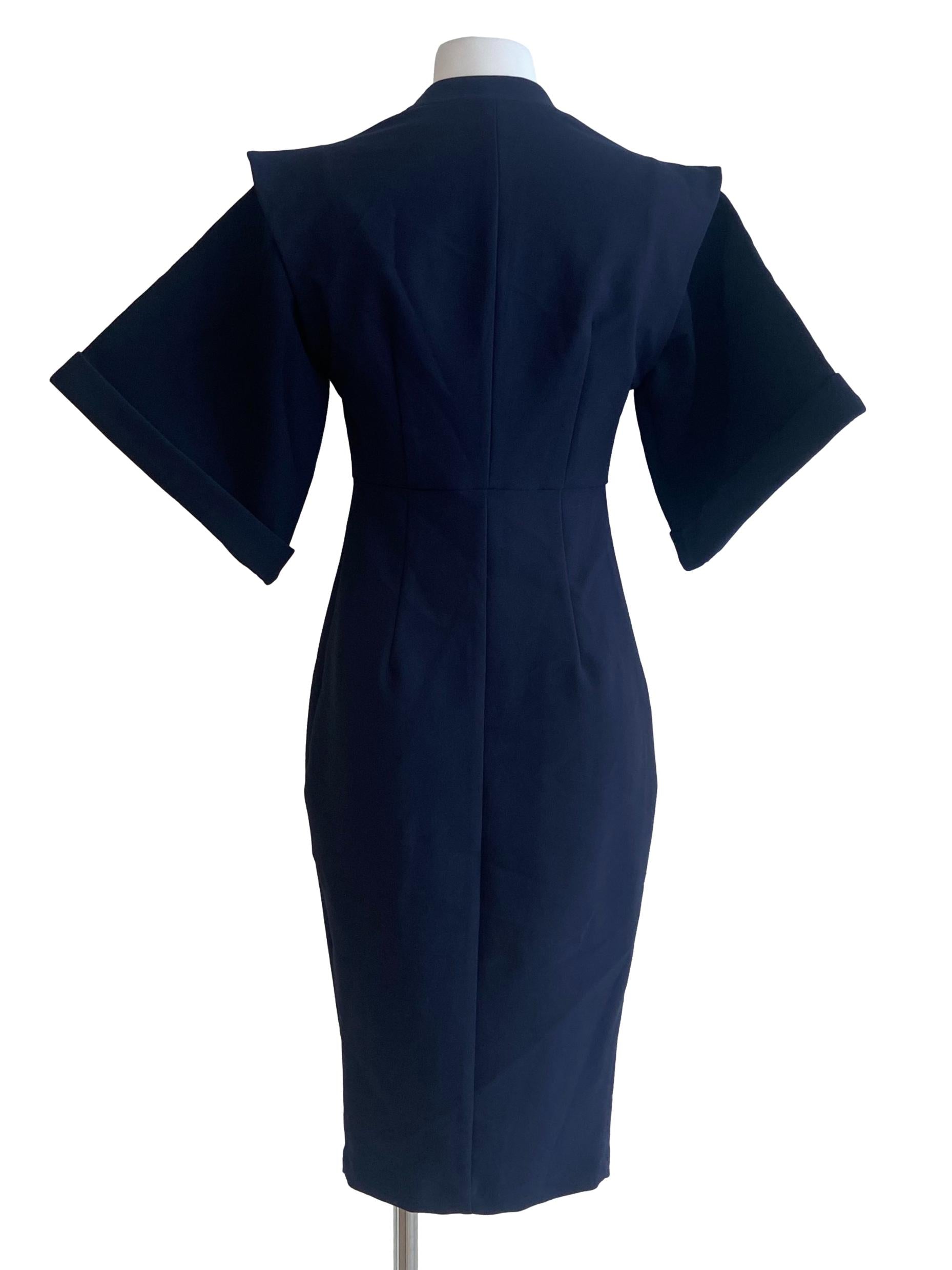 Navy Blue Button Down Shift Dress