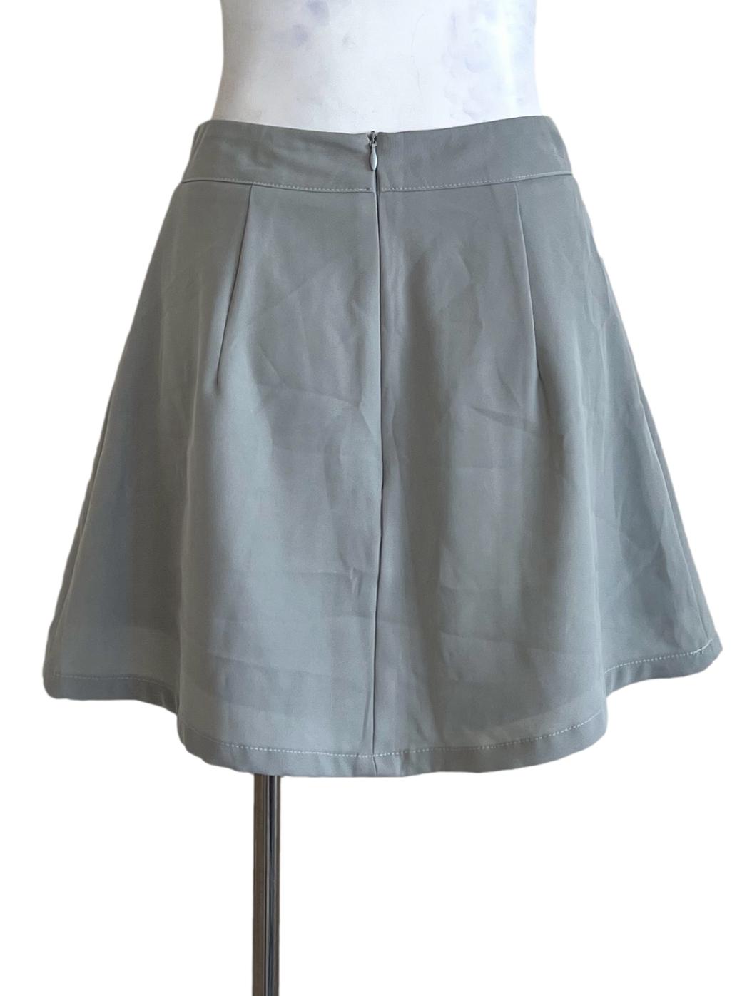Light Blue Plain Back Zip Skirt