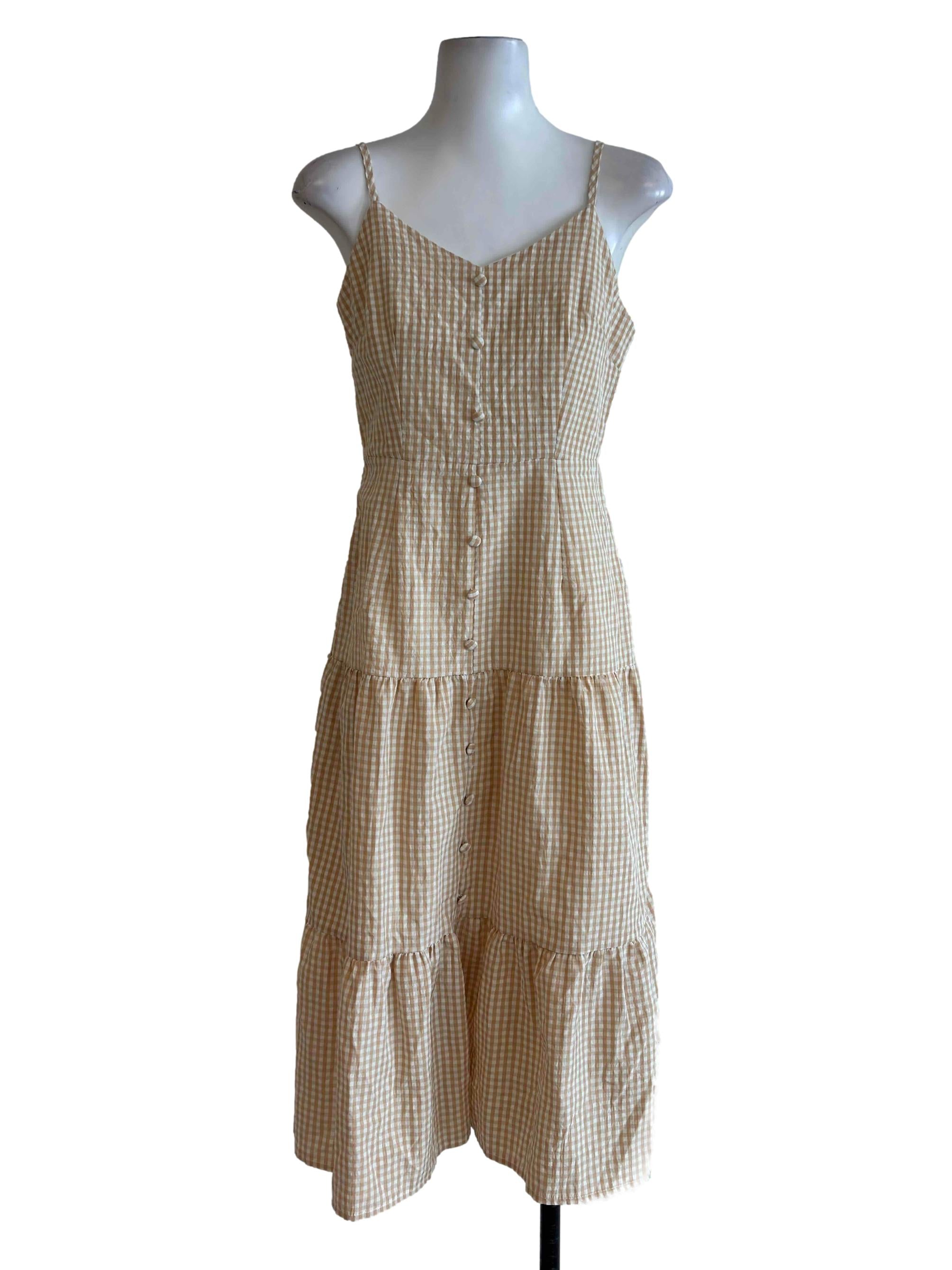 Daffodil Yellow Gingham Tiered Dress