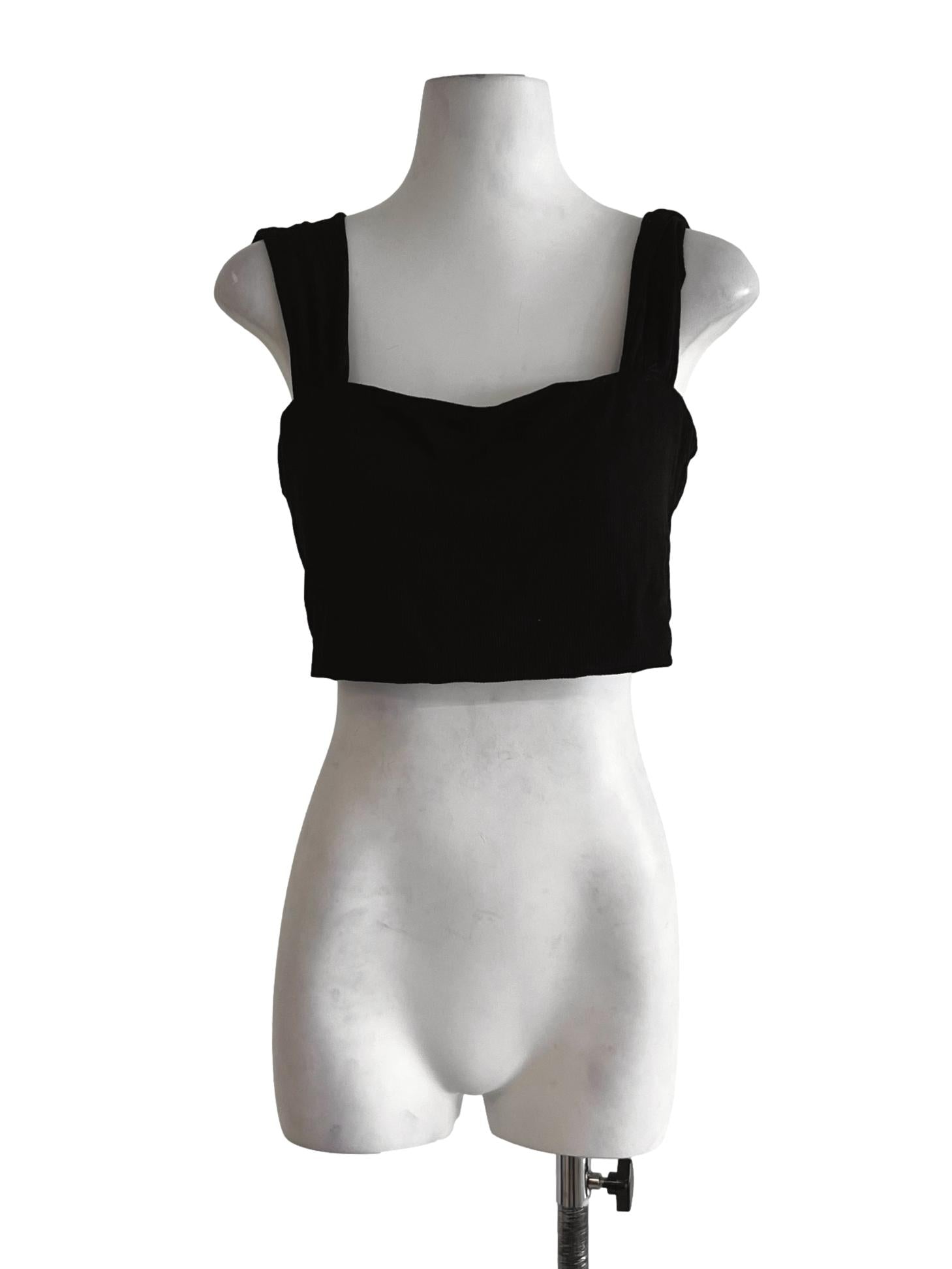 Black Square Neckline Blouse