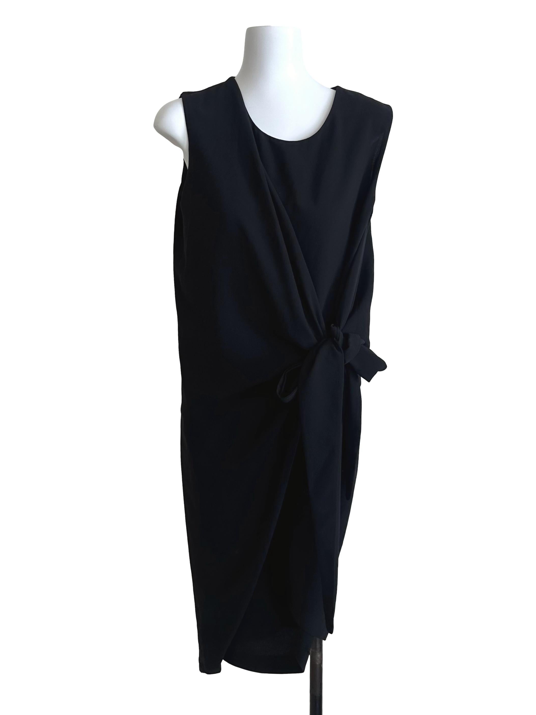 Rich Black Side Knot Scoop Dress