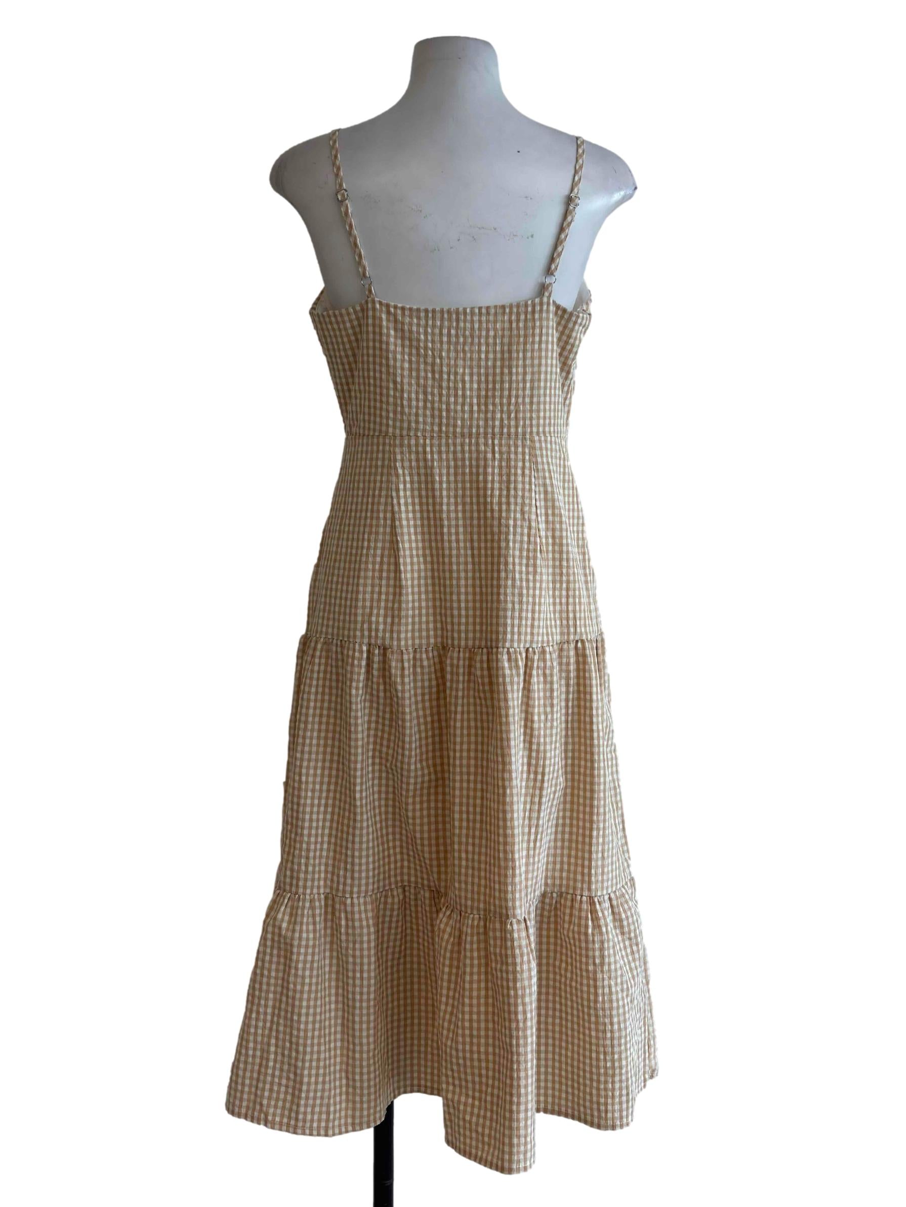 Daffodil Yellow Gingham Tiered Dress