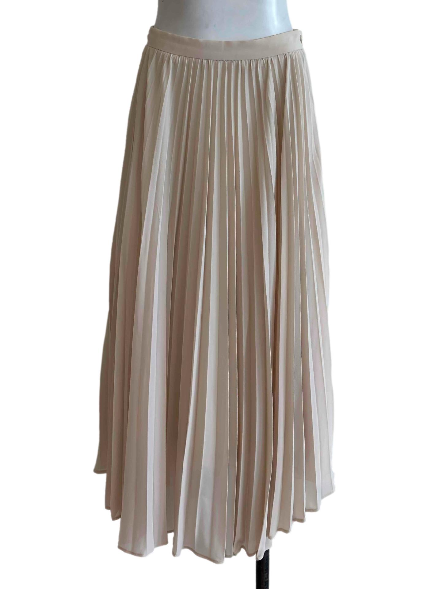 Nude Beige Pleated Skirt