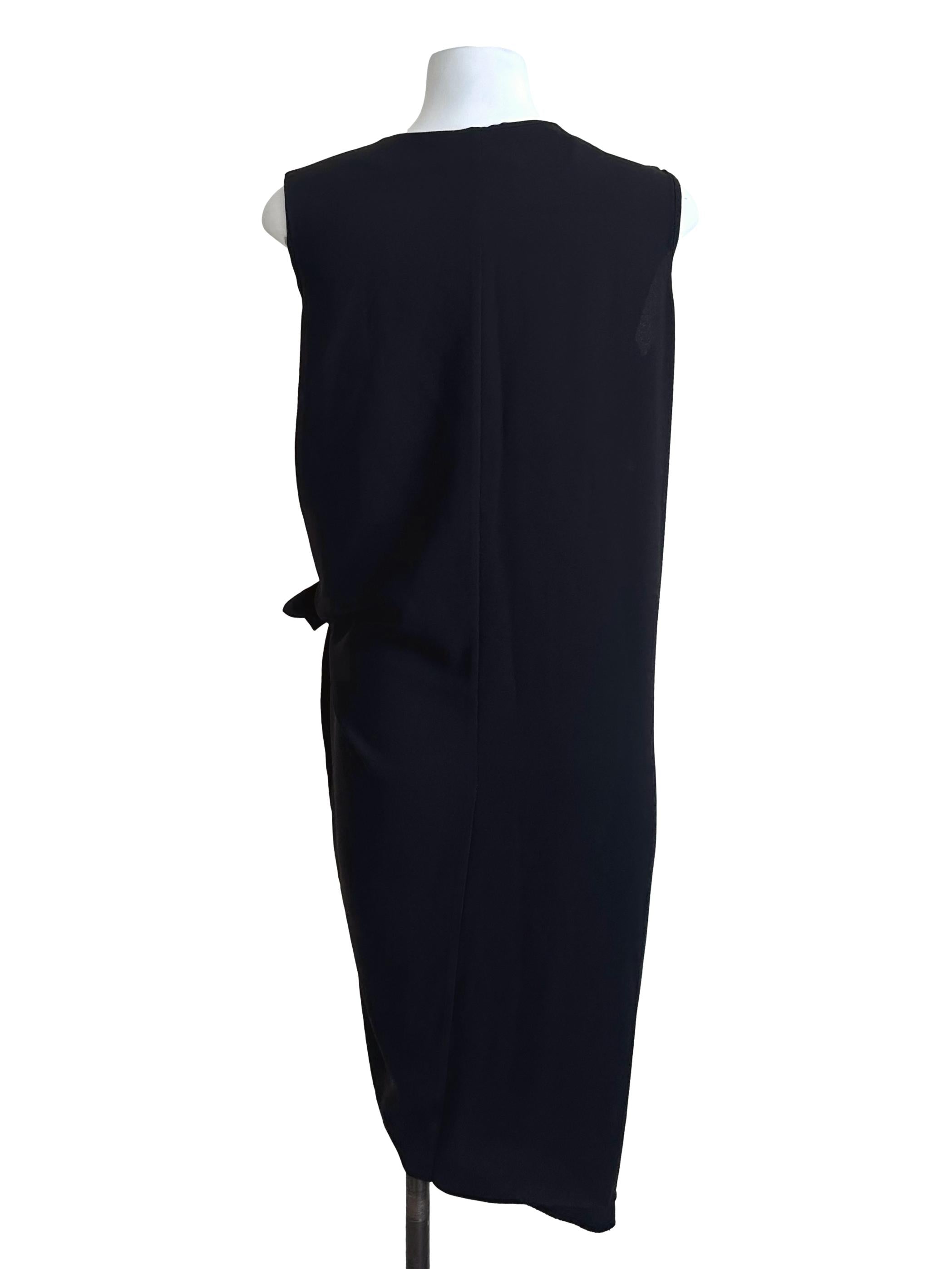 Rich Black Side Knot Scoop Dress