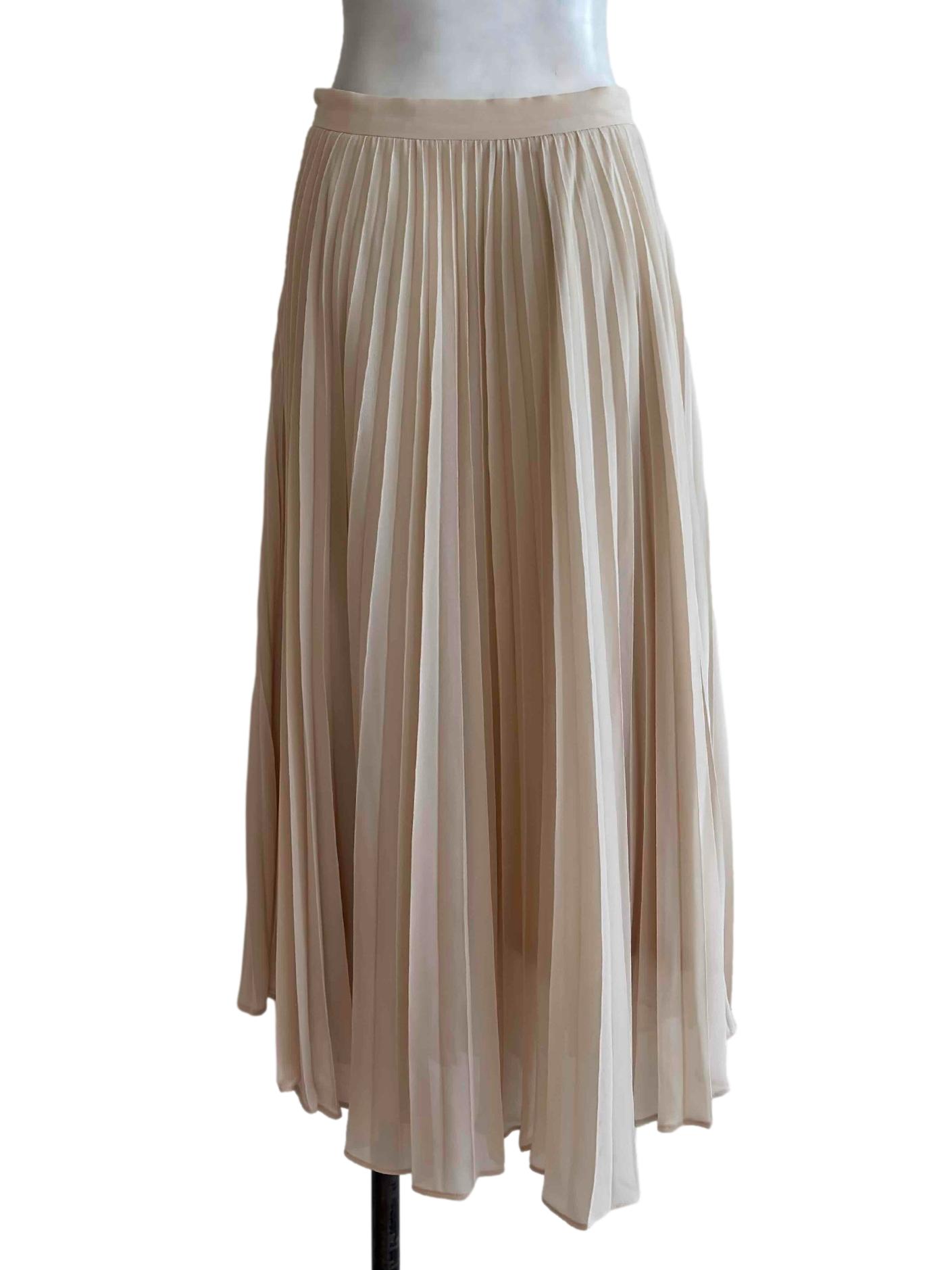 Nude Beige Pleated Skirt