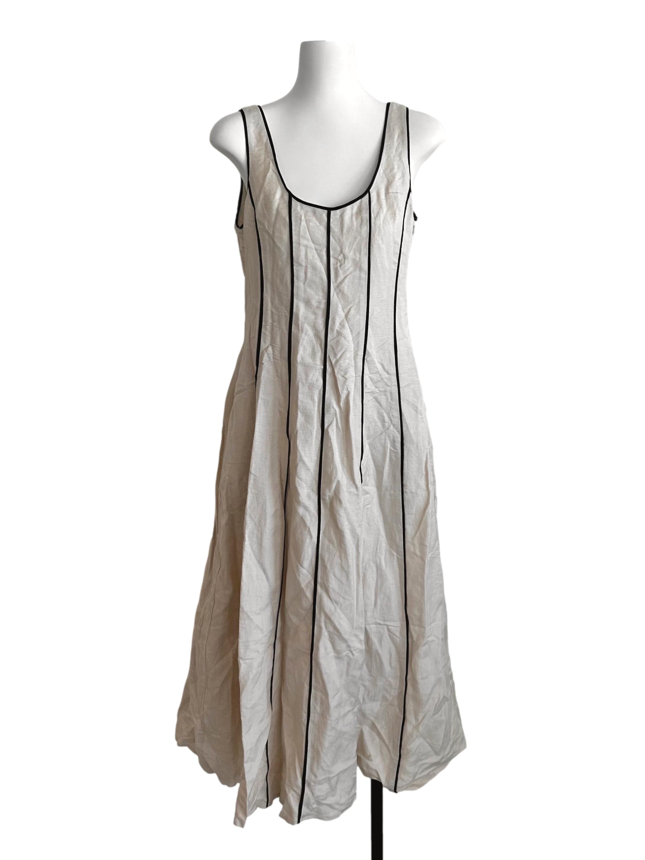 Cream Contrast Detail Linen Maxi Dress OSN