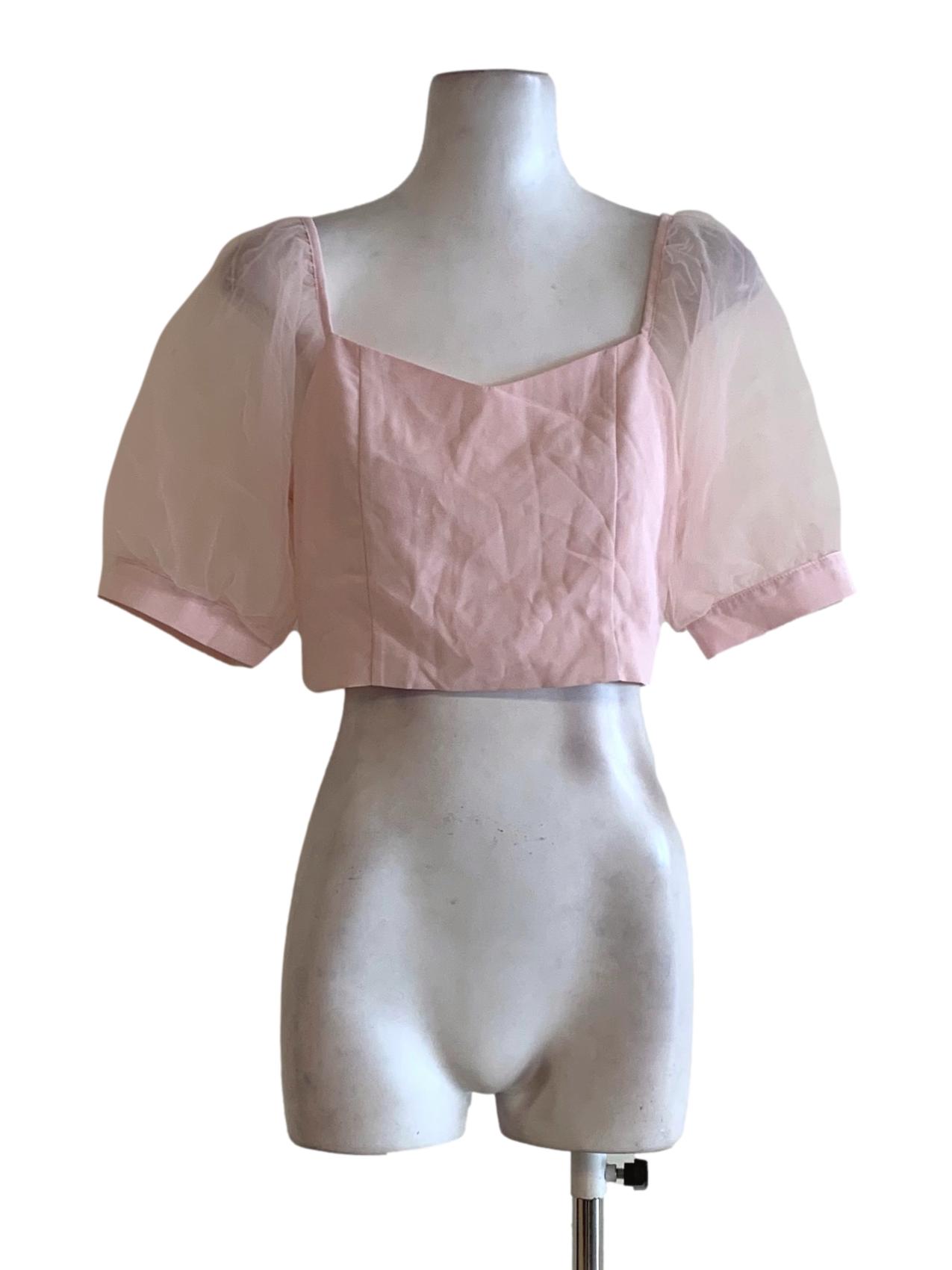 Blush Pink Sweetheart Neckline Blouse