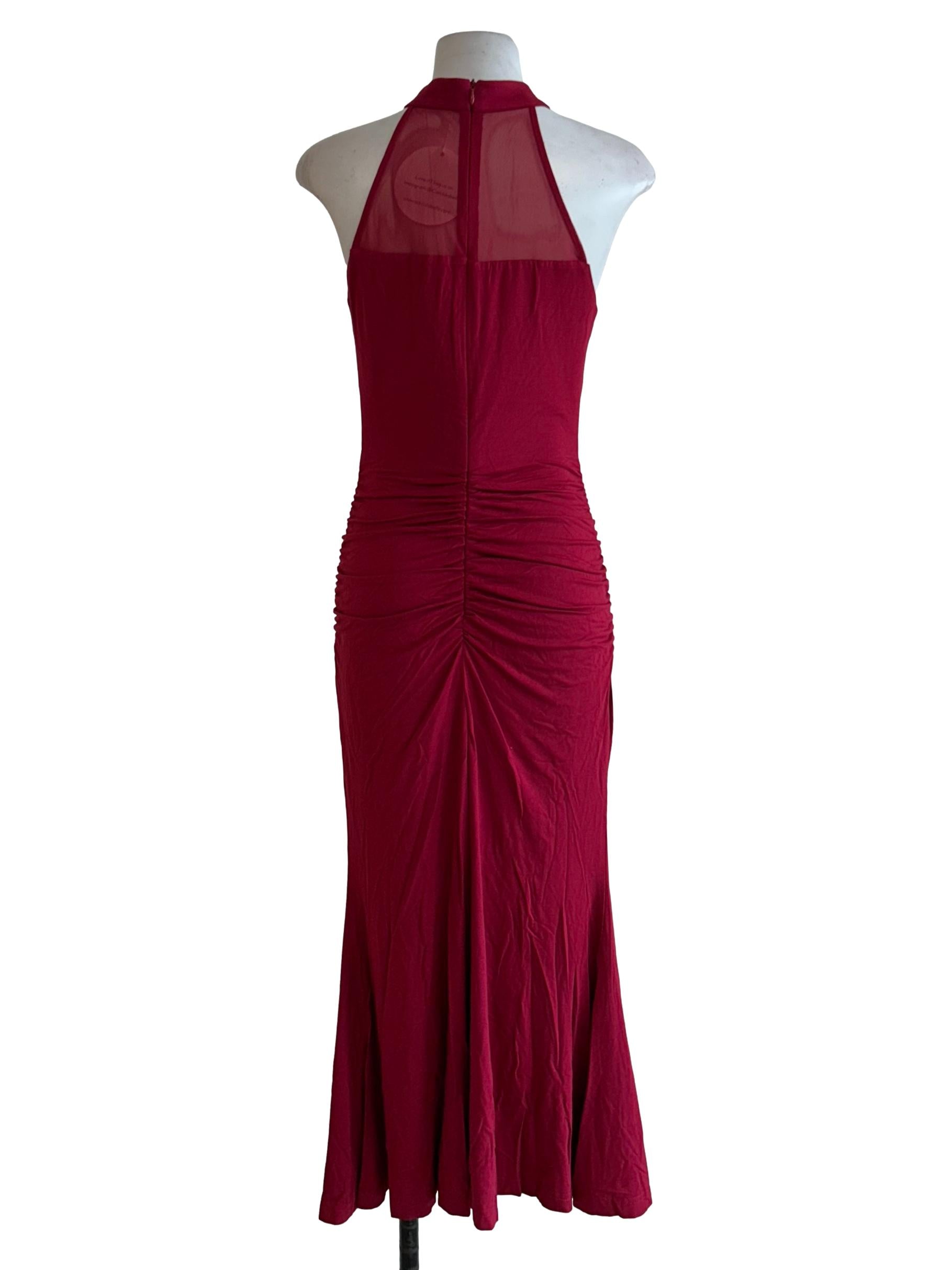 Blood Red Halter Neck Cheongsam Dress