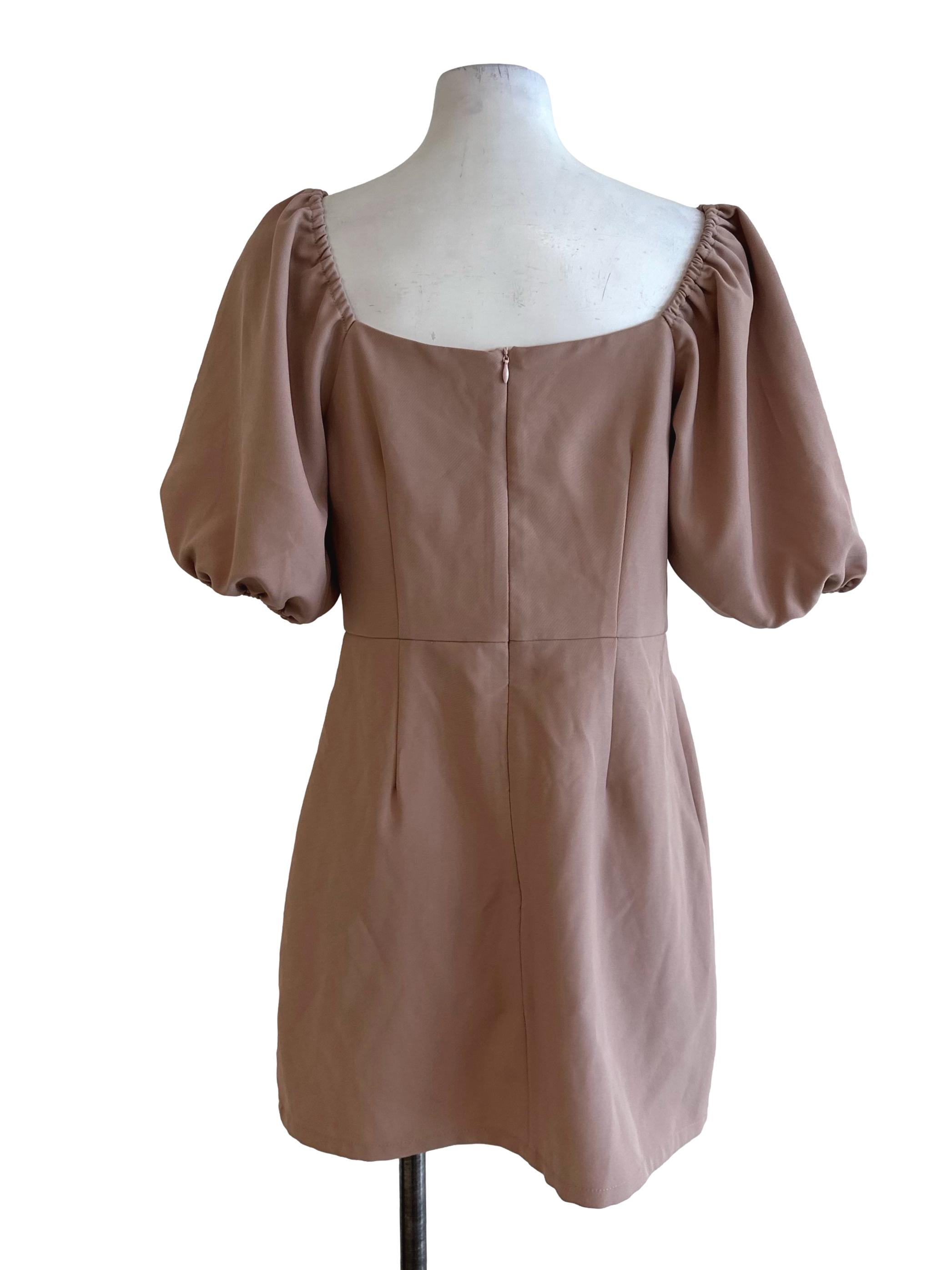 Chocolate Brown Square Neck A Line Dress