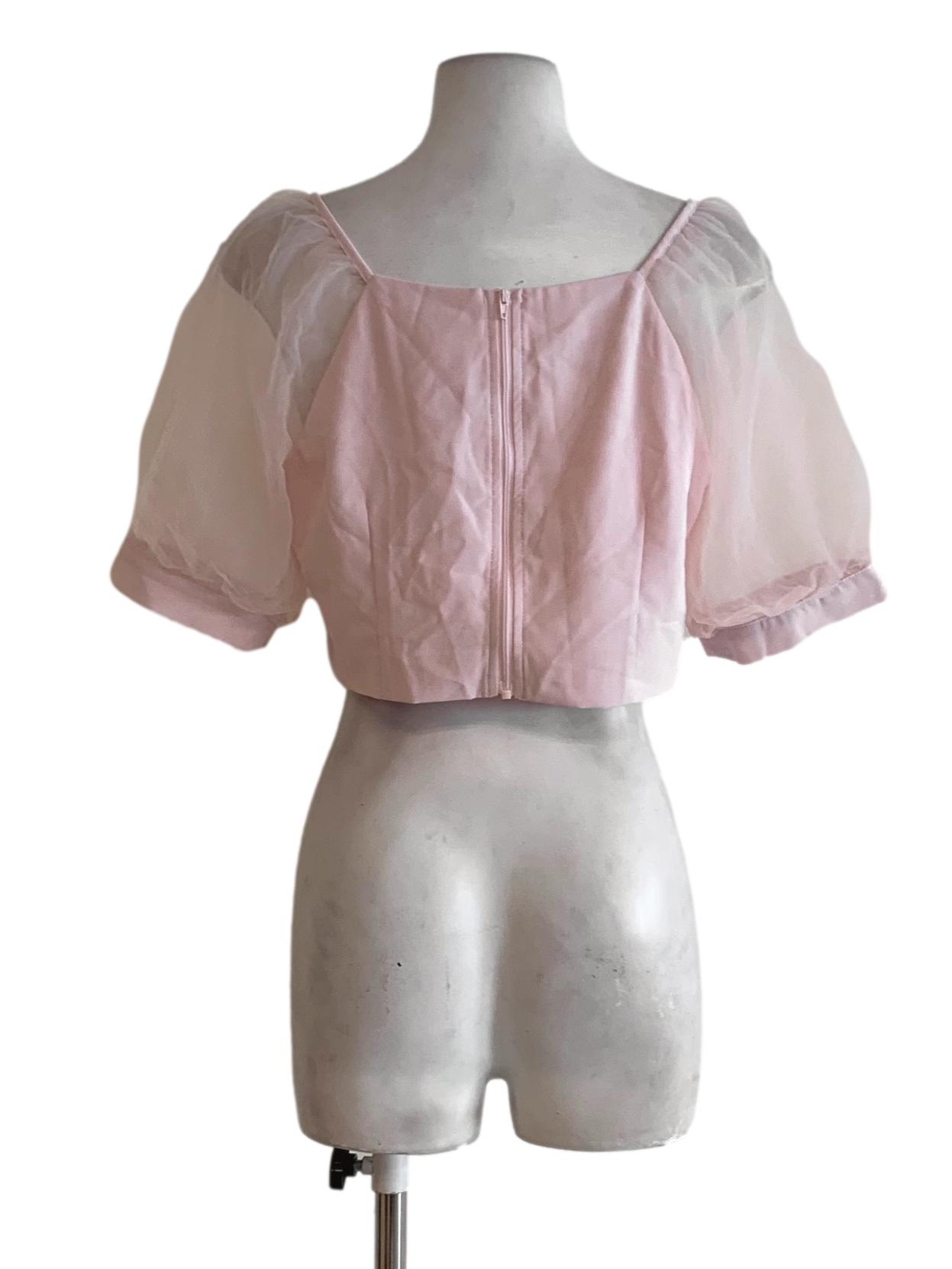 Blush Pink Sweetheart Neckline Blouse