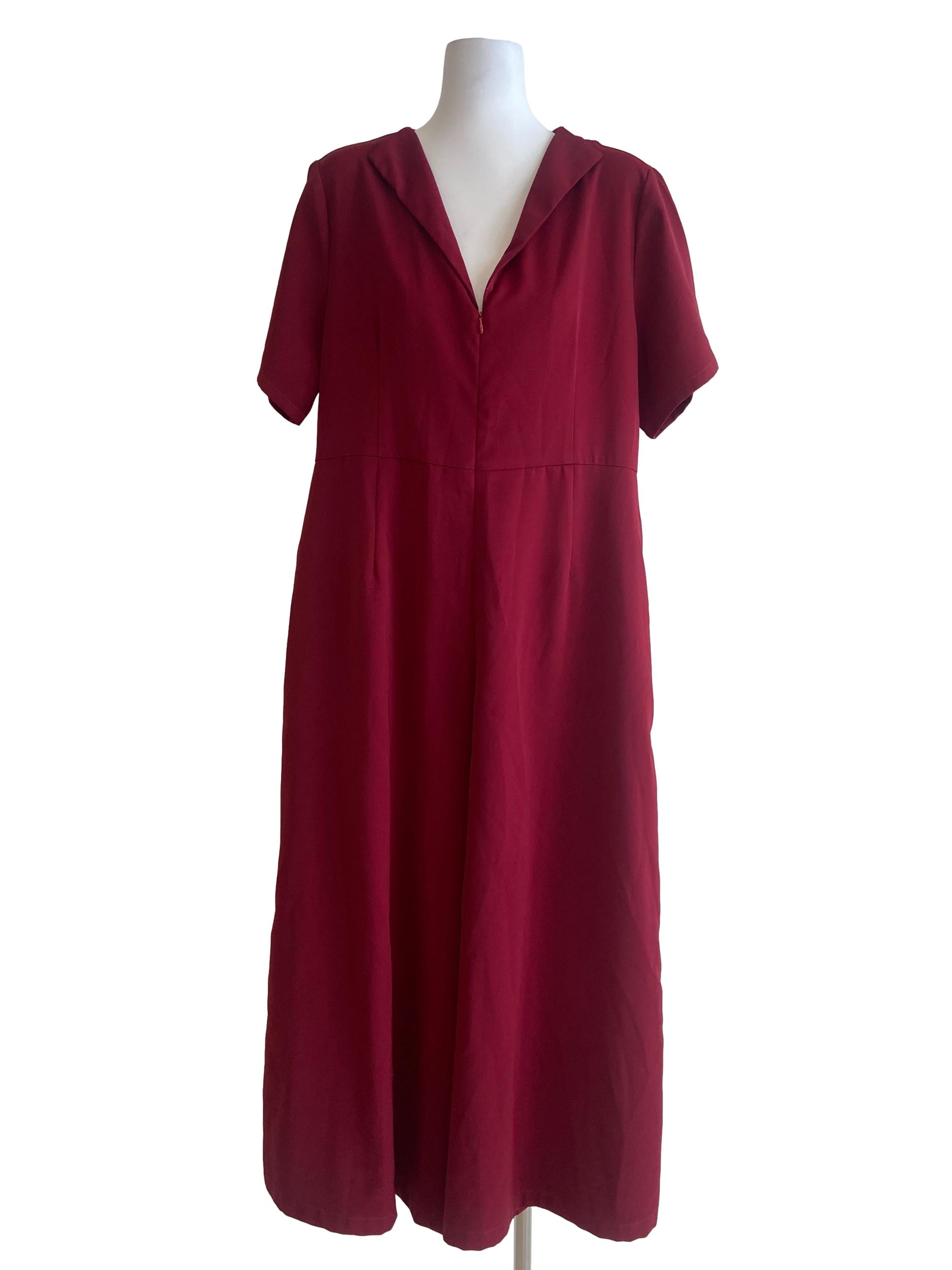 Rose Red V Neck Twill Jumpsuits
