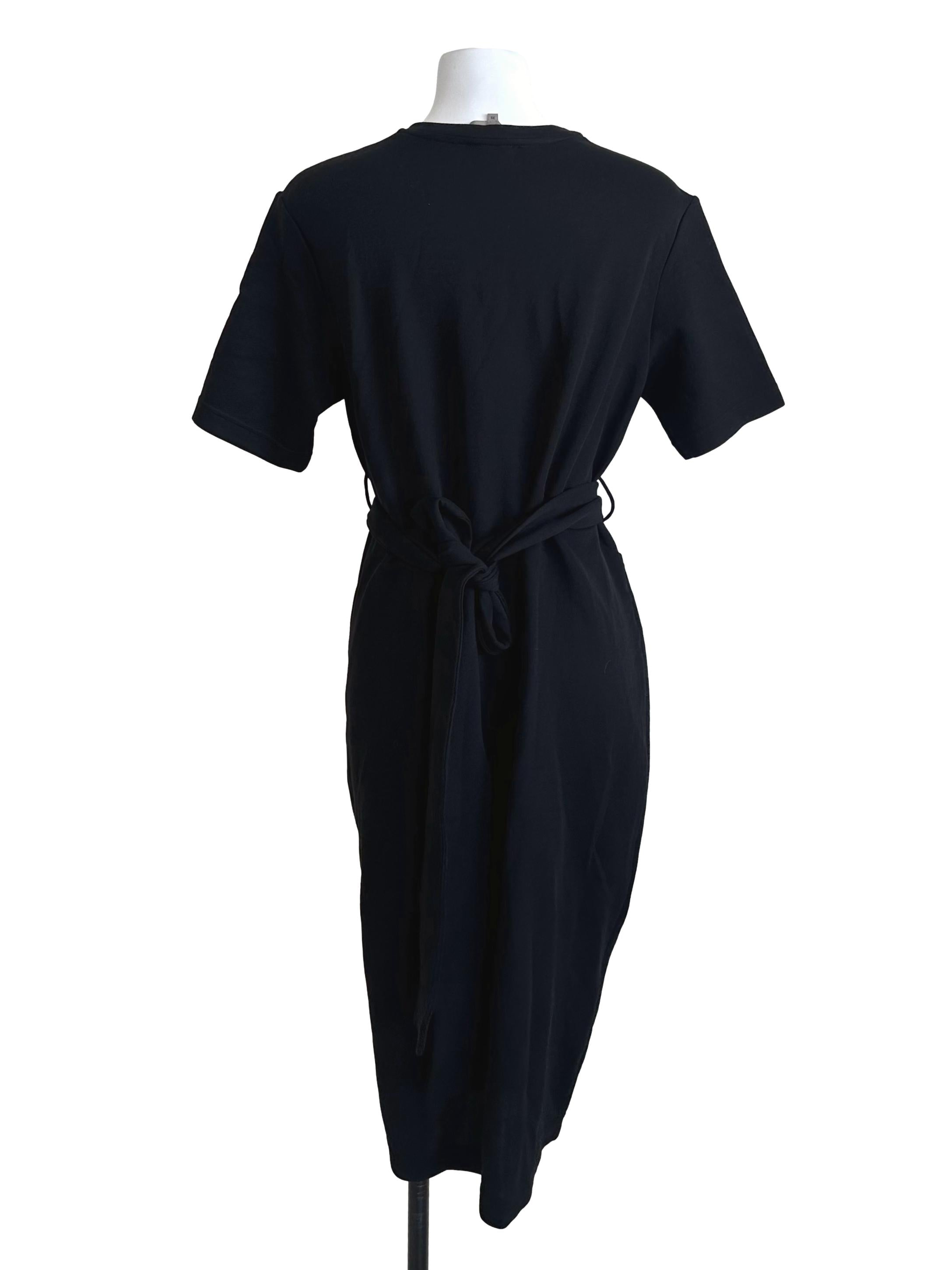 Onyx Black Round Neck Drape Strap Dress