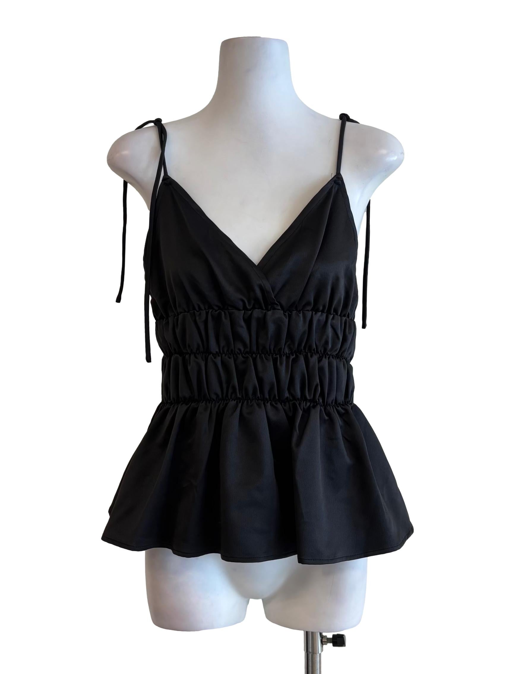 Soft Black Smocked Top