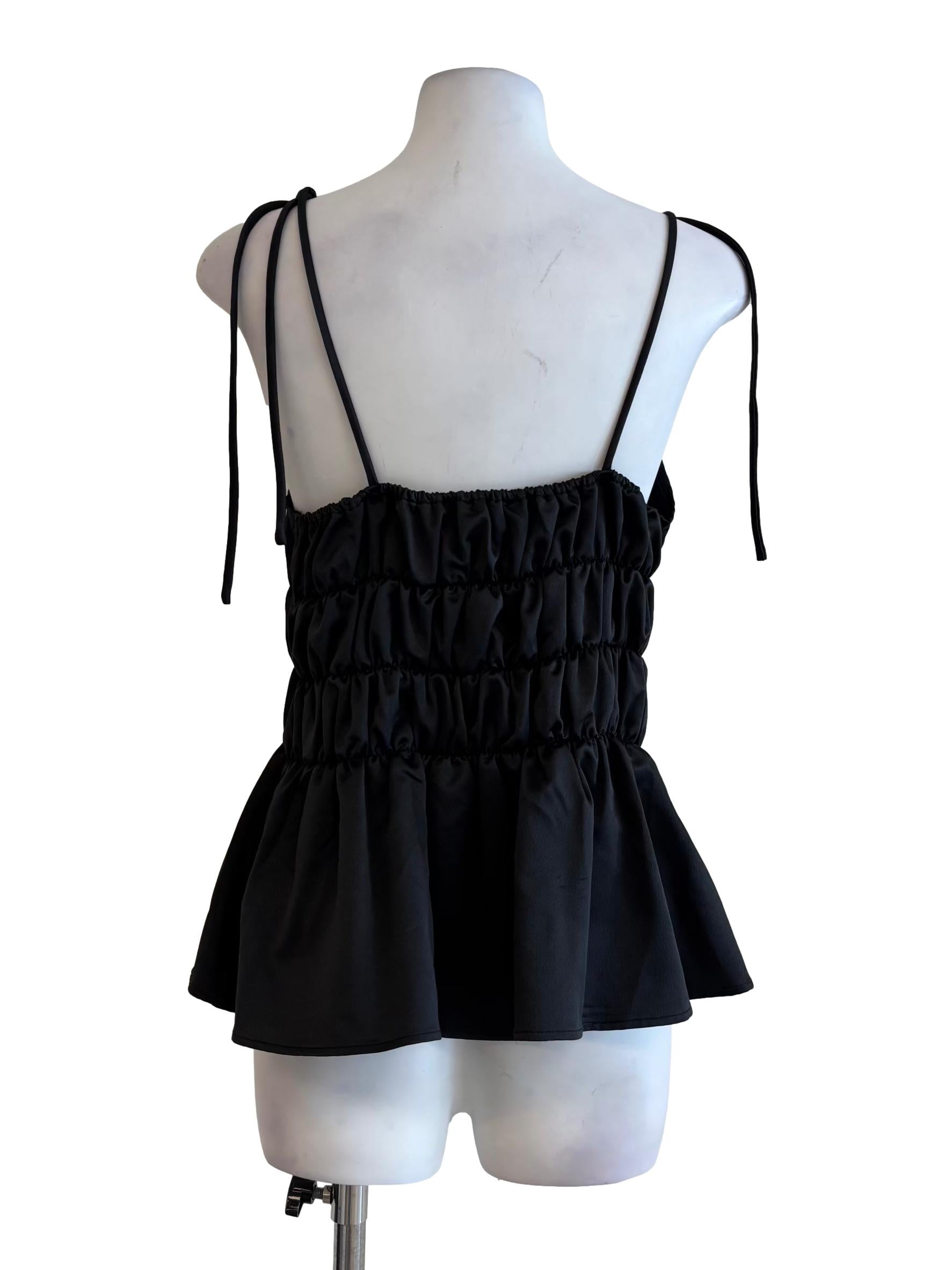 Soft Black Smocked Top