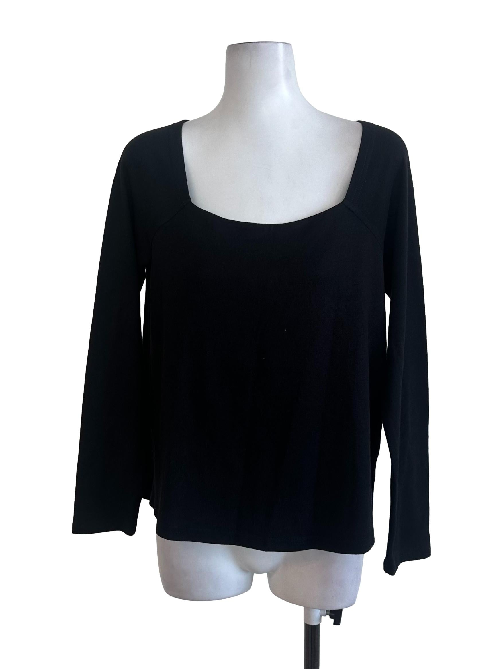 Black Plain Long Sleeve Top