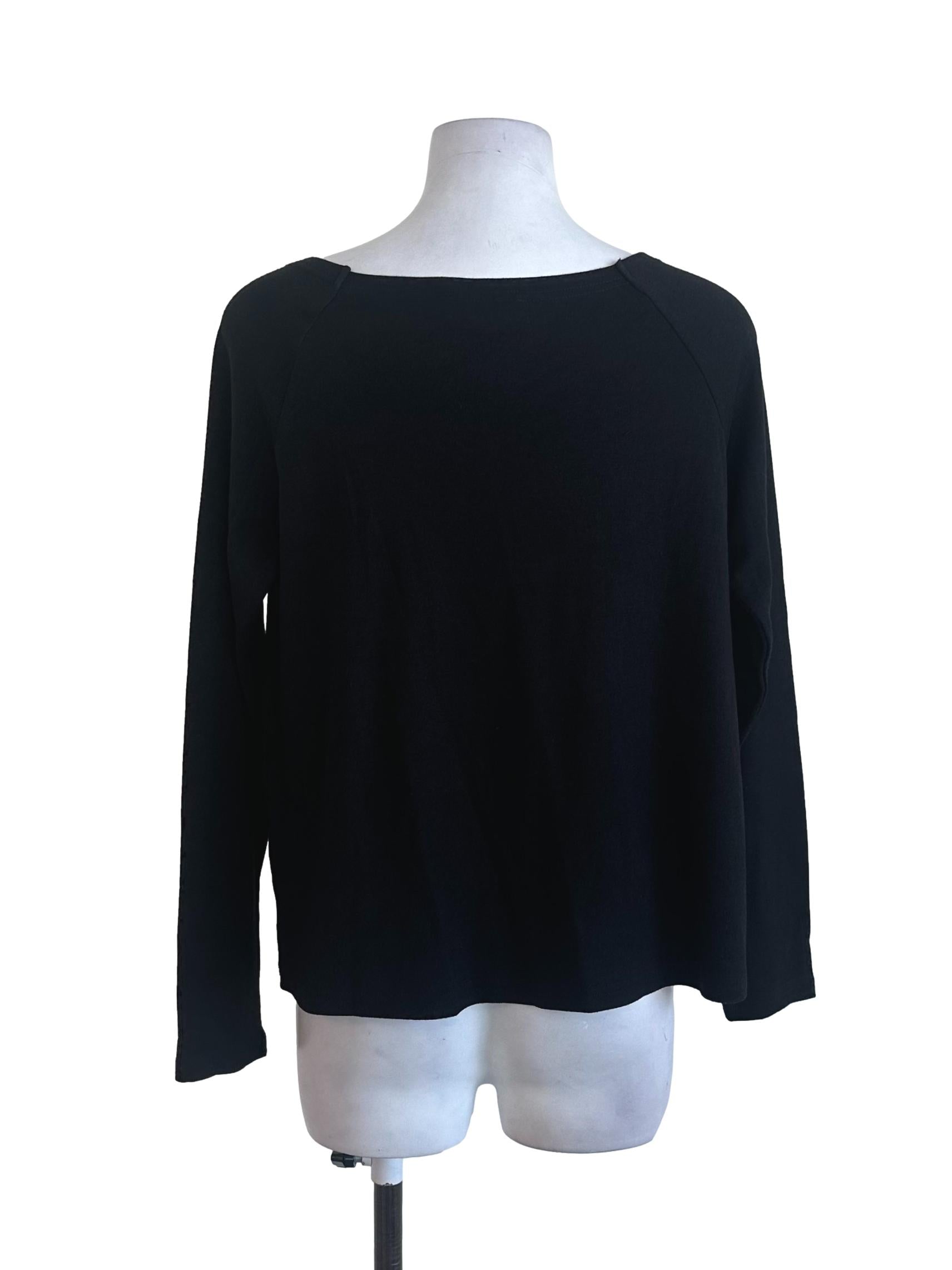 Black Plain Long Sleeve Top