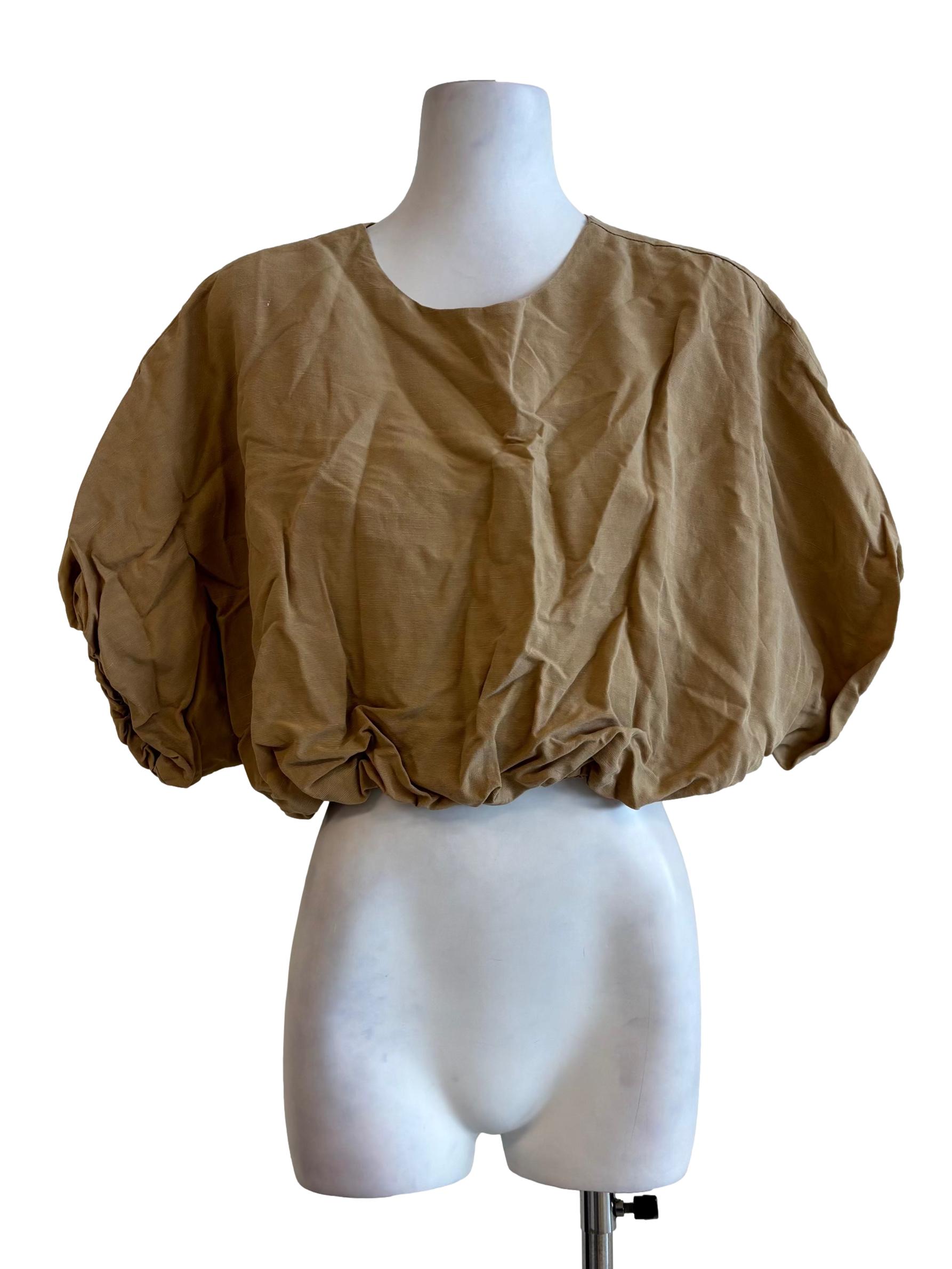 Peanut Brown Crop Bubble Top