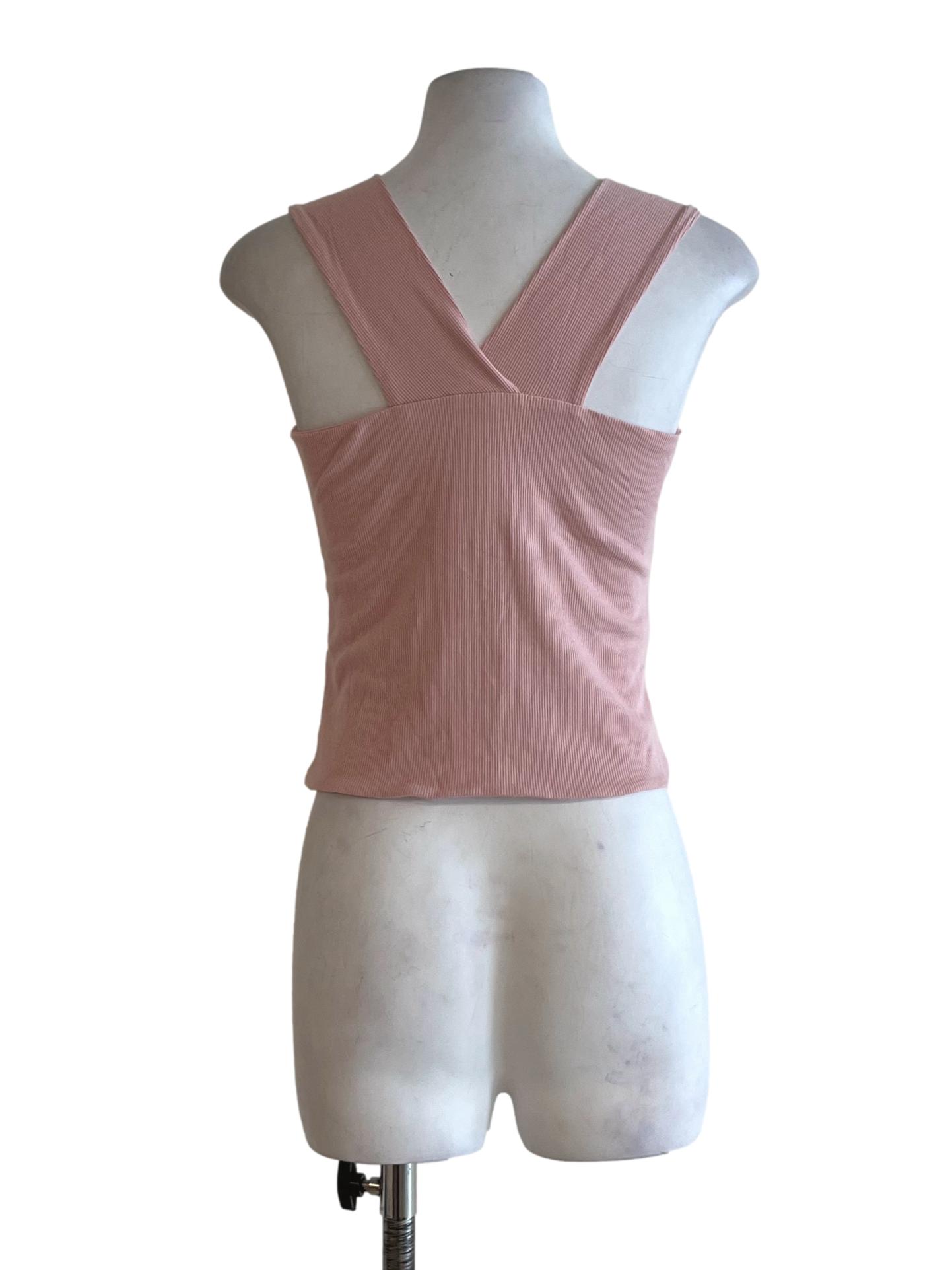 Blush Pink Square Neckline Sleeveless Top