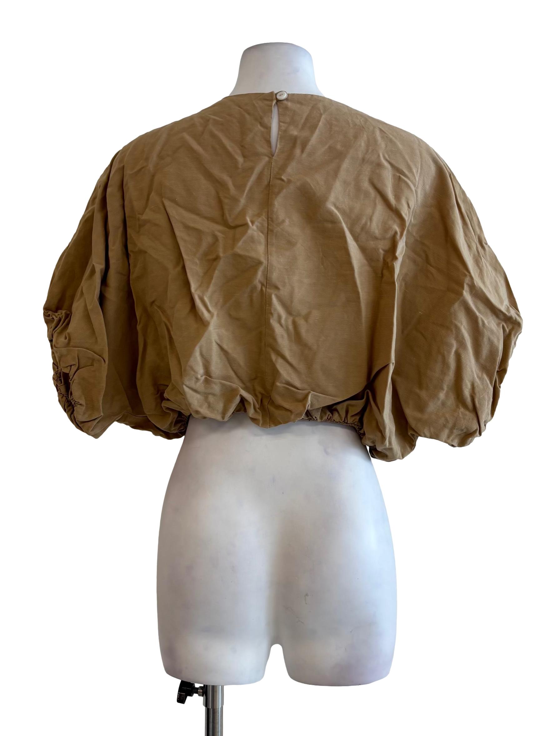 Peanut Brown Crop Bubble Top