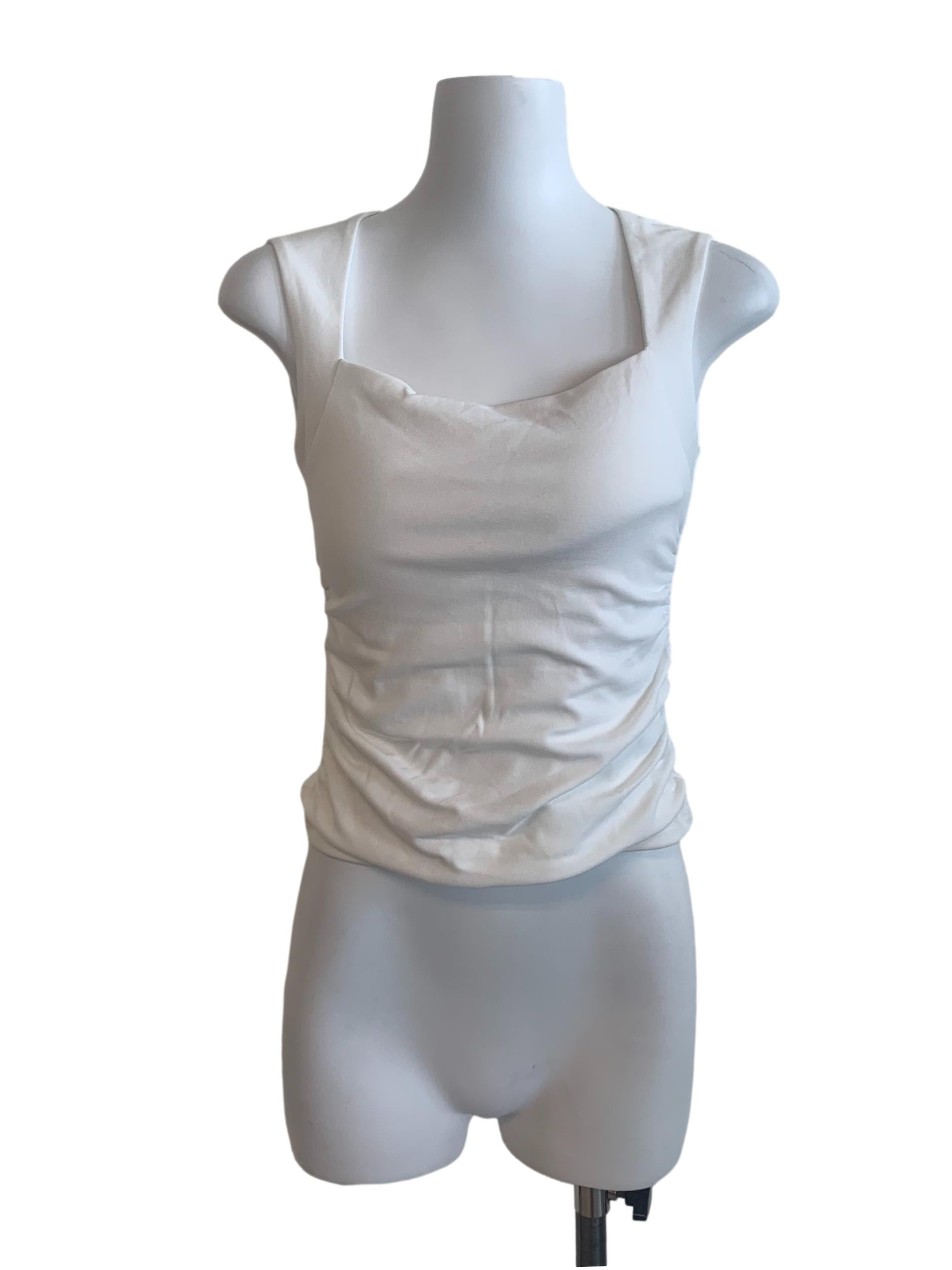 White Square Neck Top