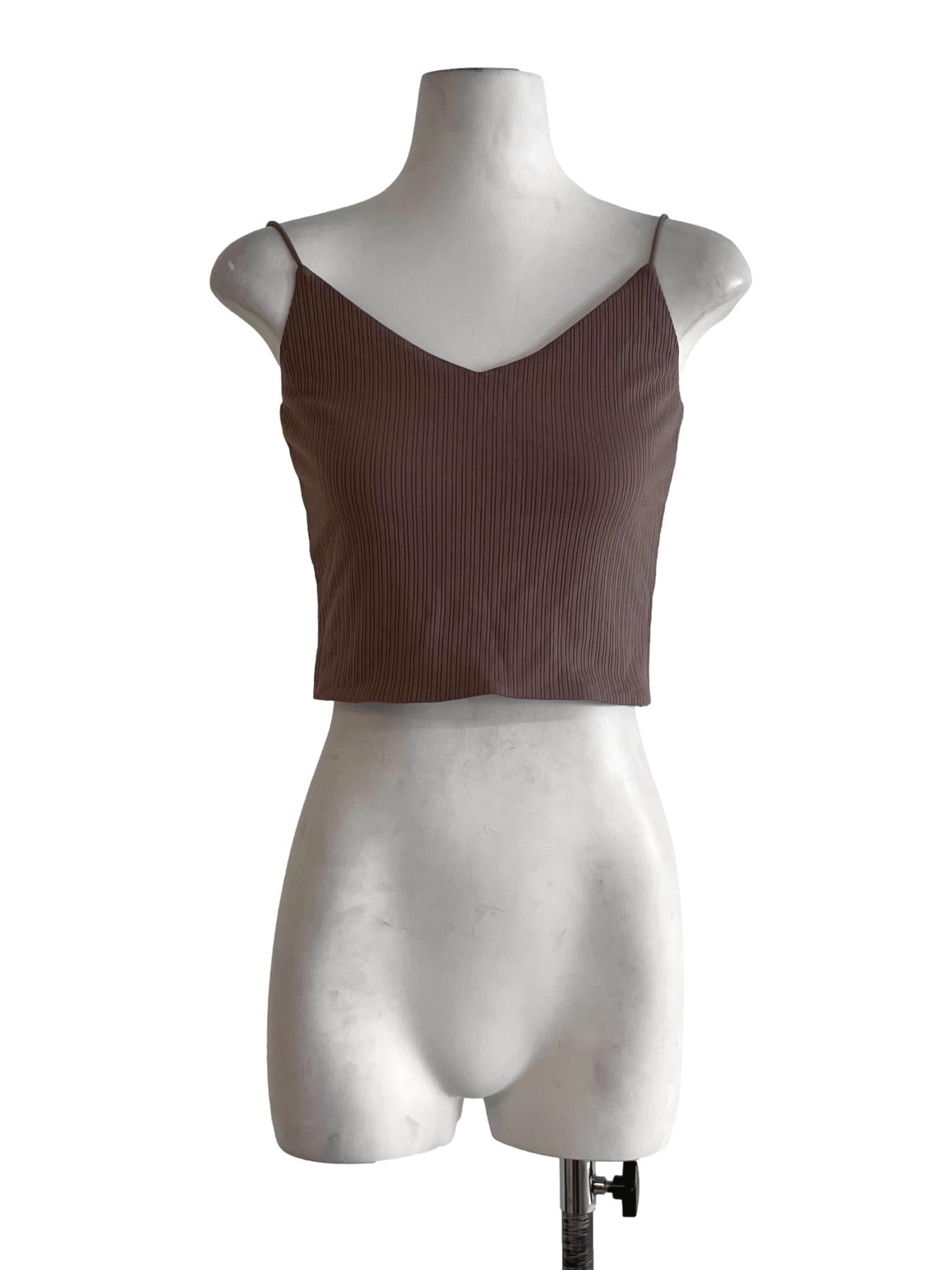 Brown V-Neckline Tank Top