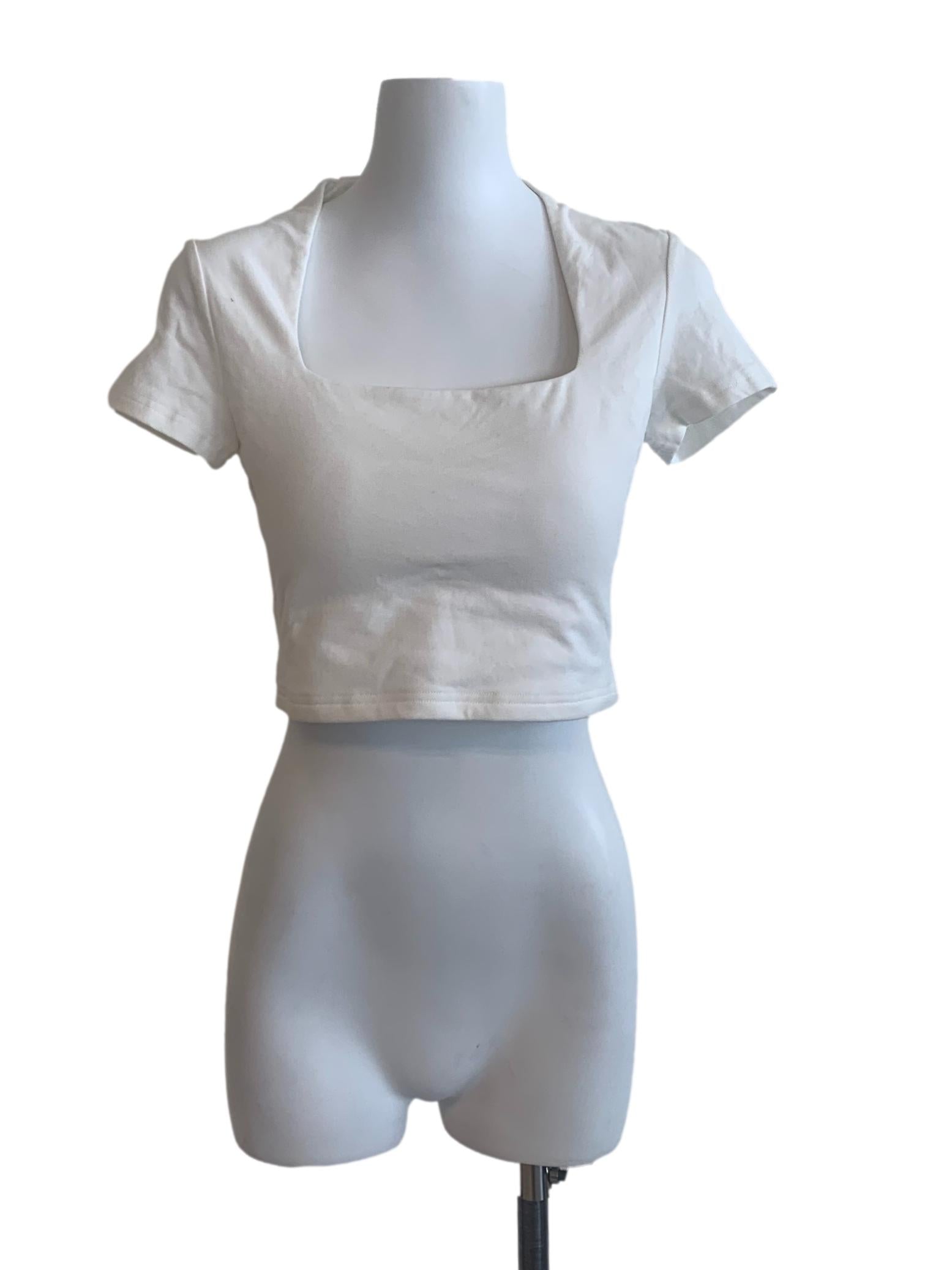 White Square Neck Crop Top