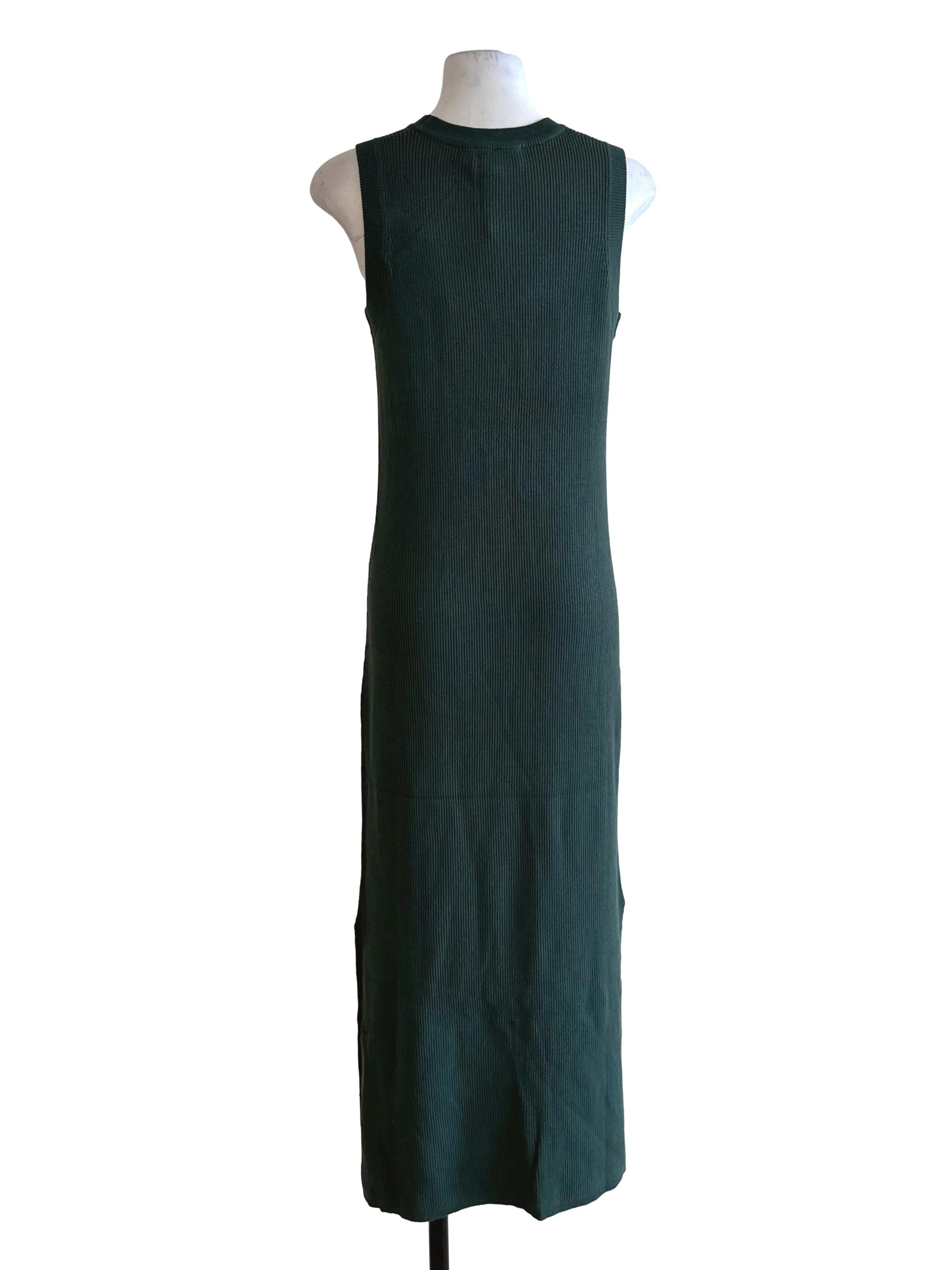 Dark Green Knit Slit Dress LB