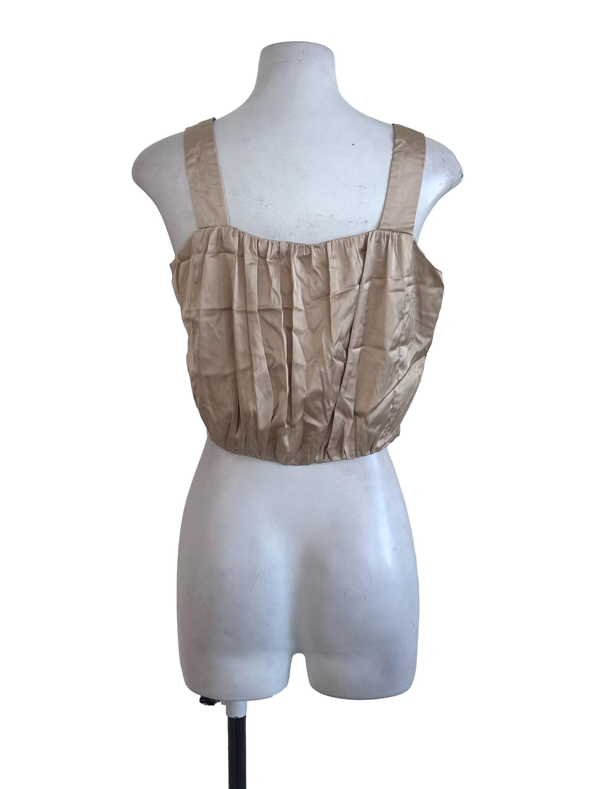 Sand Brown Satin Plain Top
