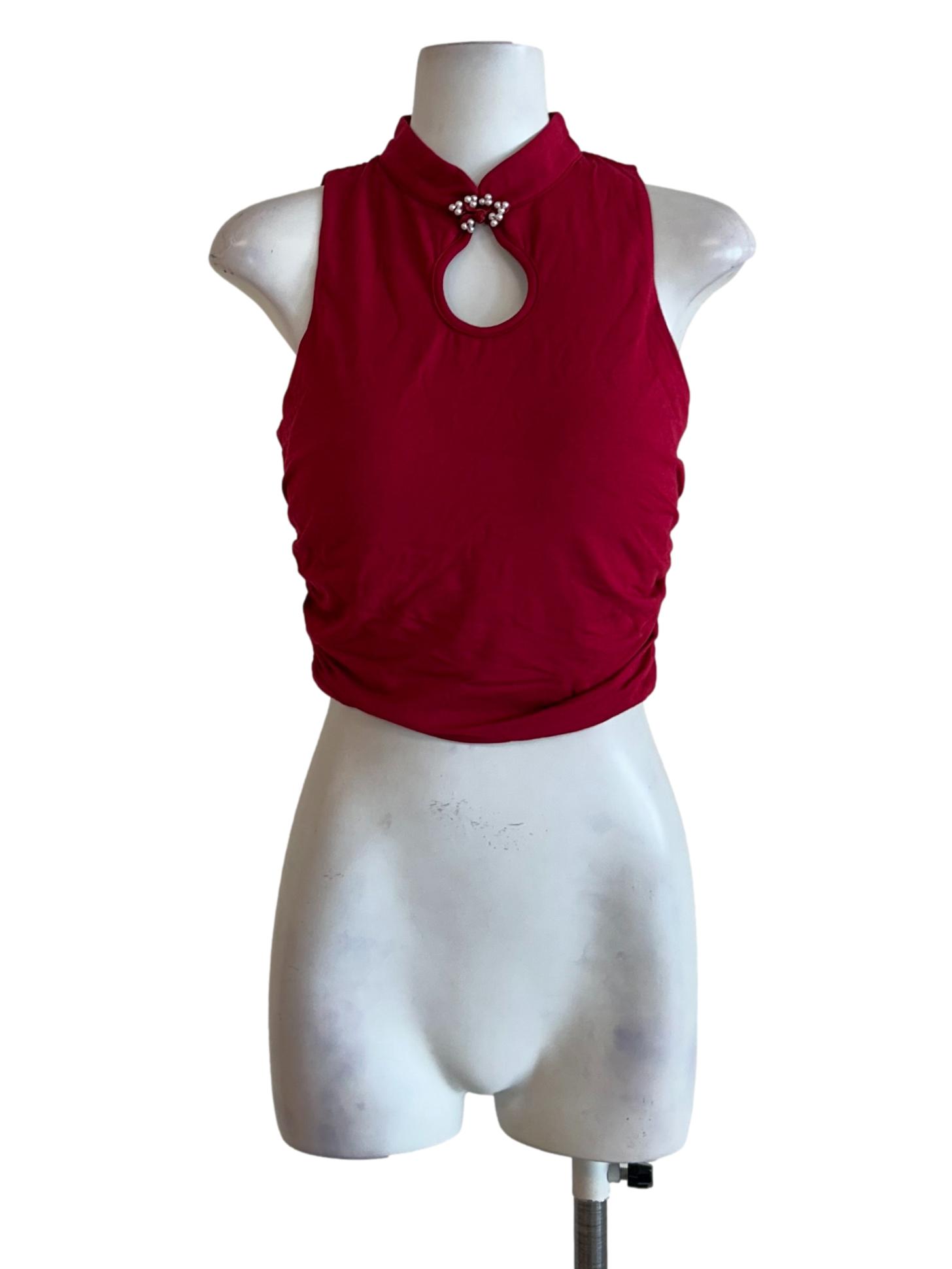 Blood Red Cheongsam Top