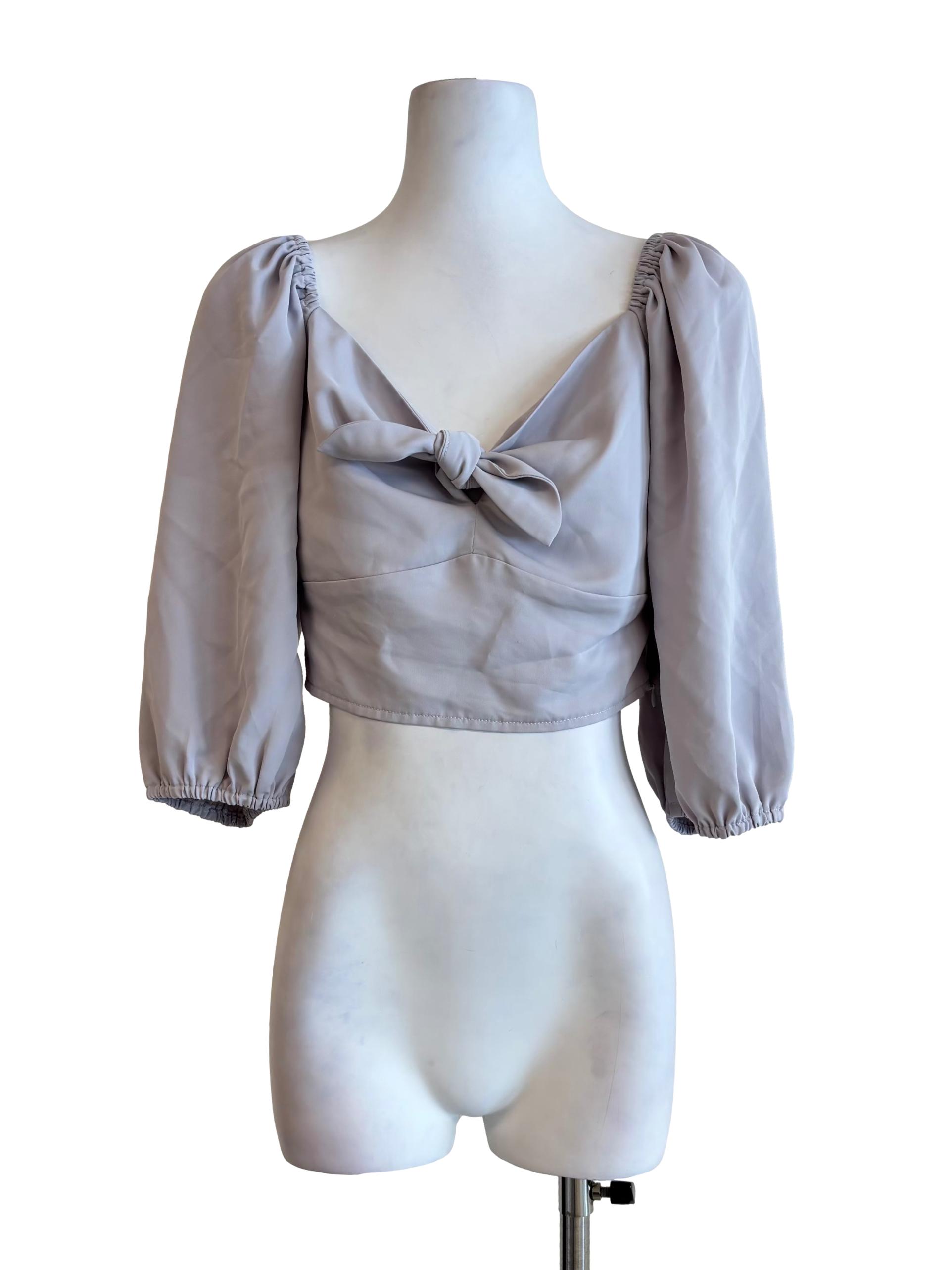 Chrome Grey Long Sleeve Blouse
