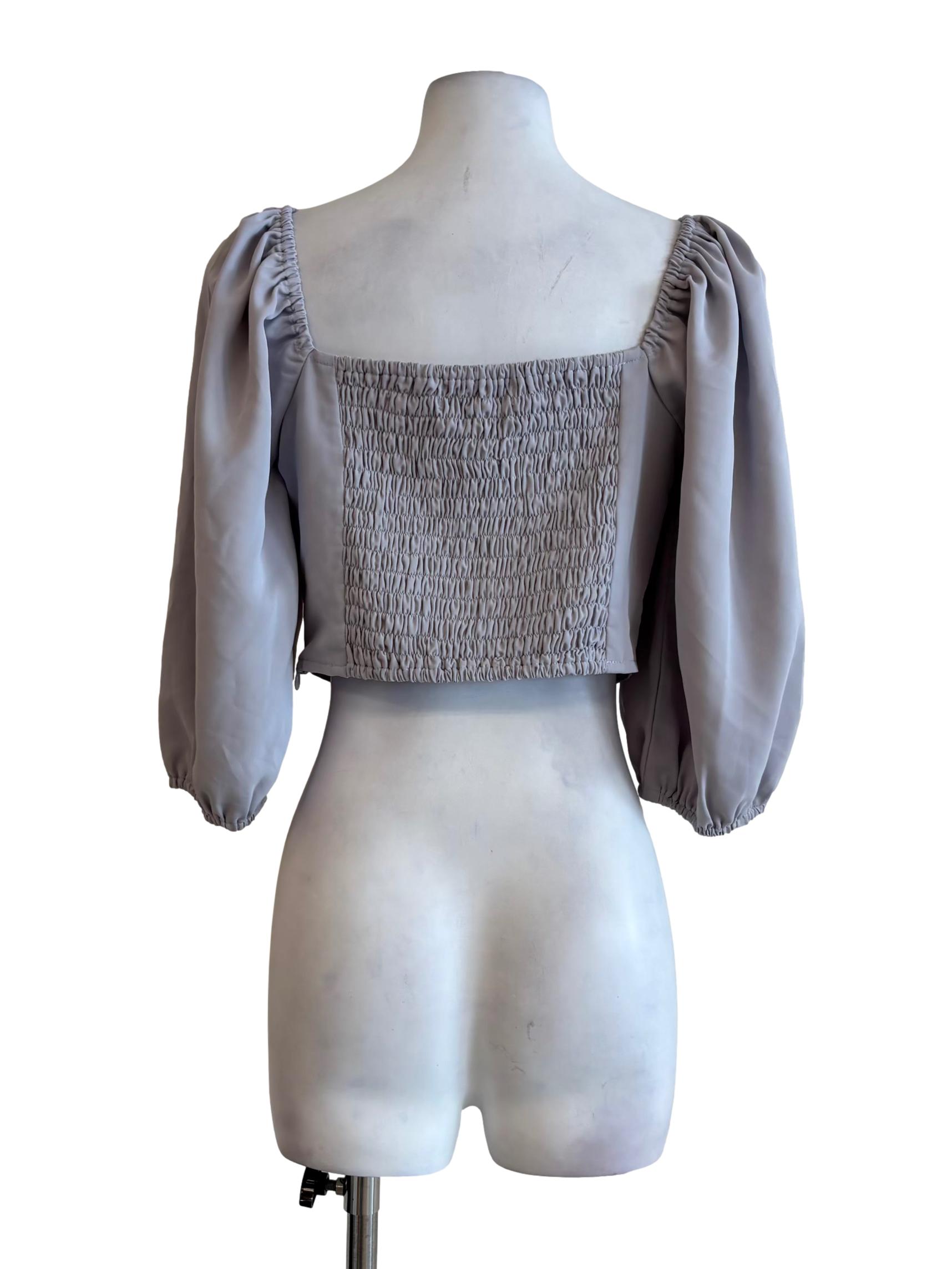 Chrome Grey Long Sleeve Blouse