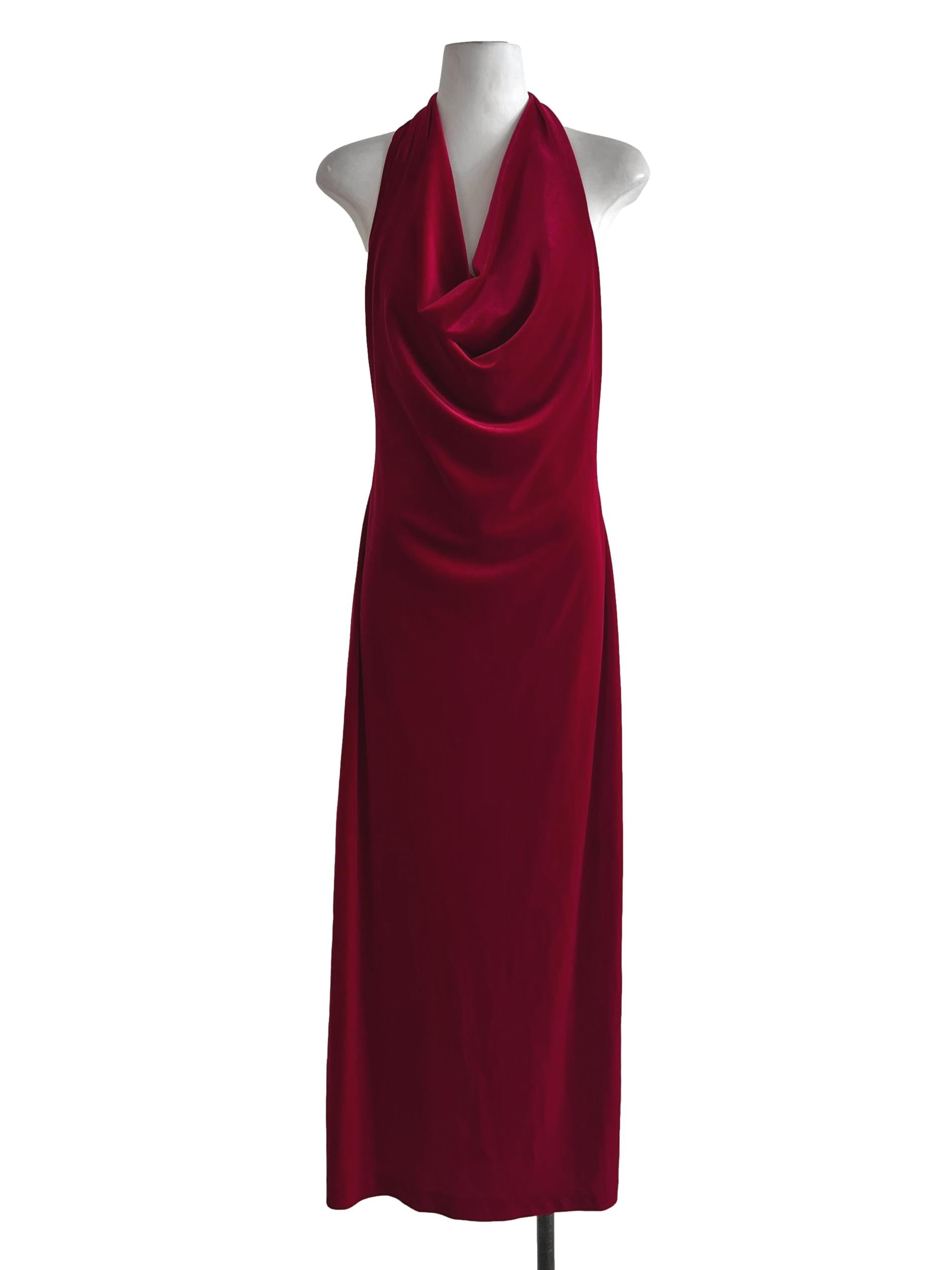 Red Halter Neckline Sheath Dress