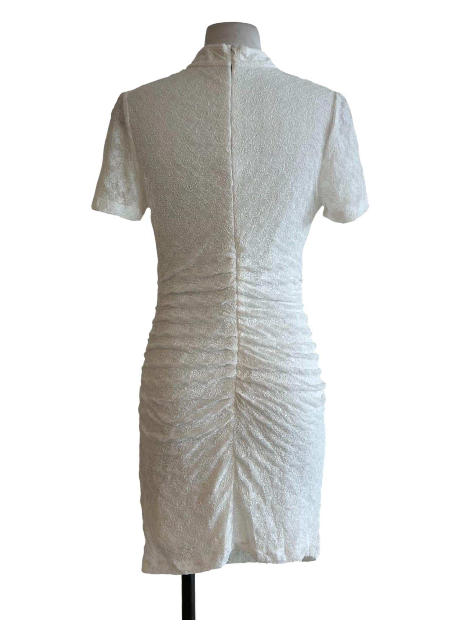 White Lace Cheongsam Mini Dress
