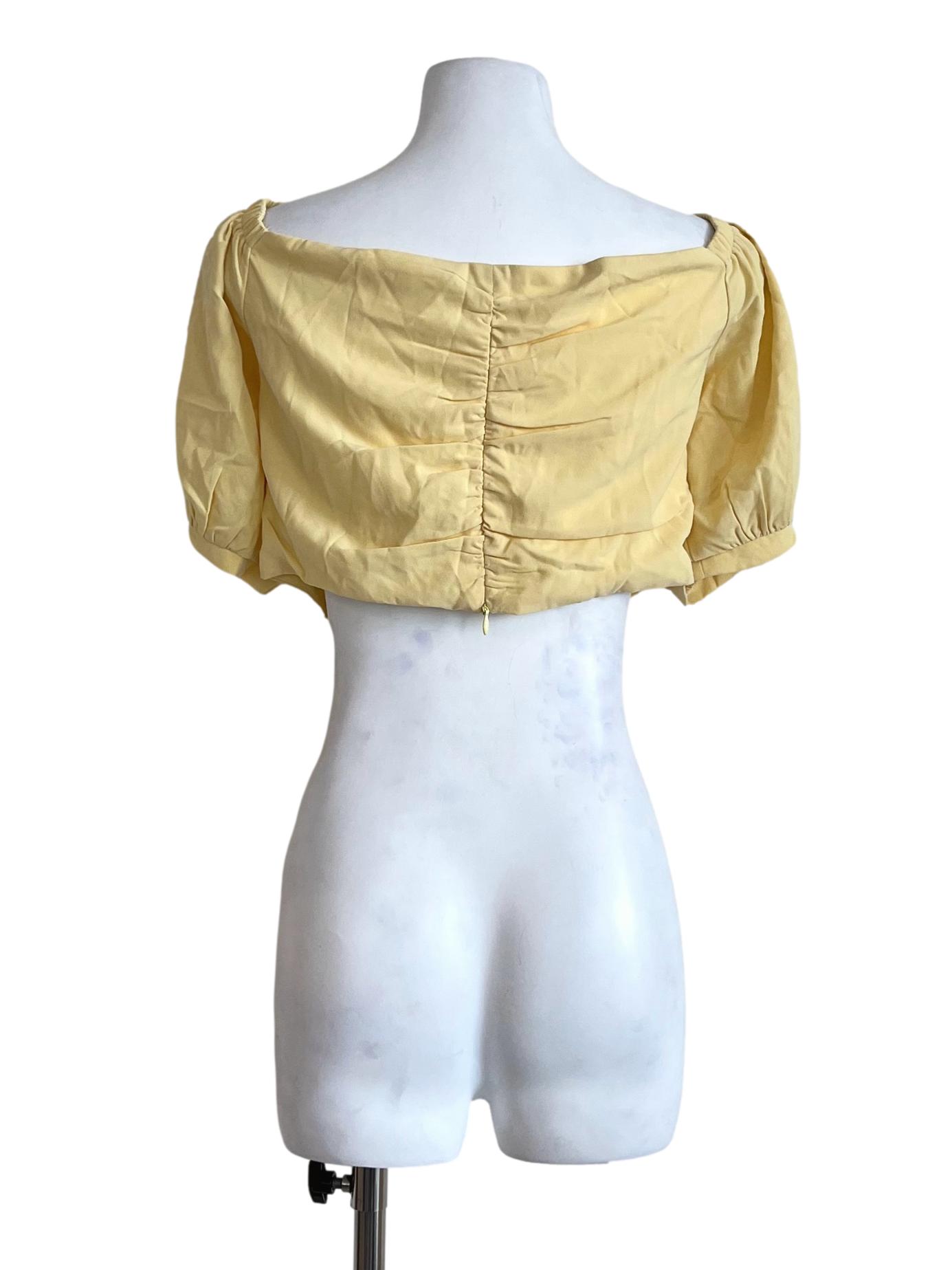 Yellow Plain Zip Blouse